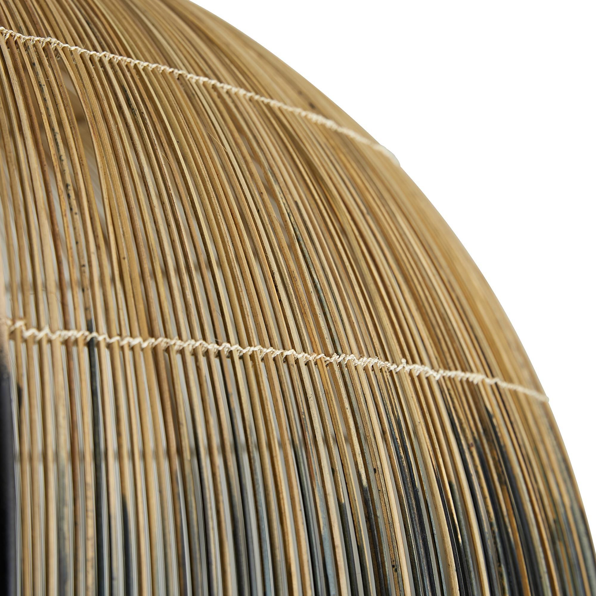 Shown in Antique Brass finish and Natural And Black Ombre Buri shade