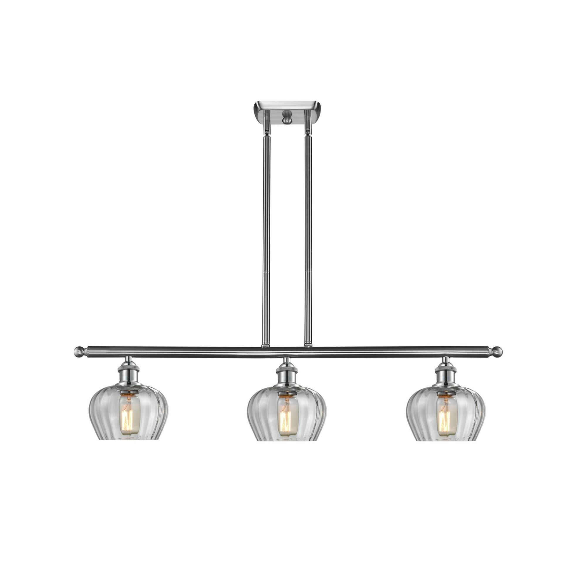 Shown in Brushed Satin Nickel finish and Clear Fluted glass