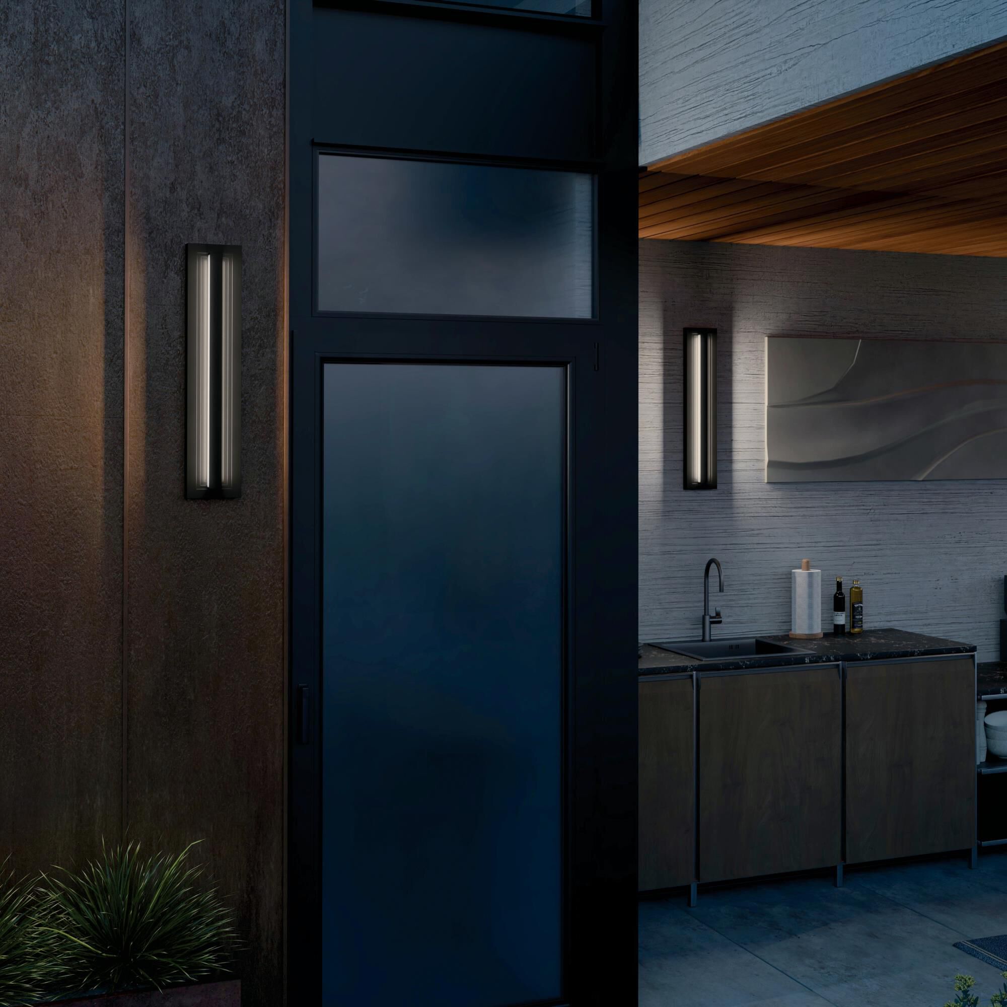 Shown in Black finish and Clear glass