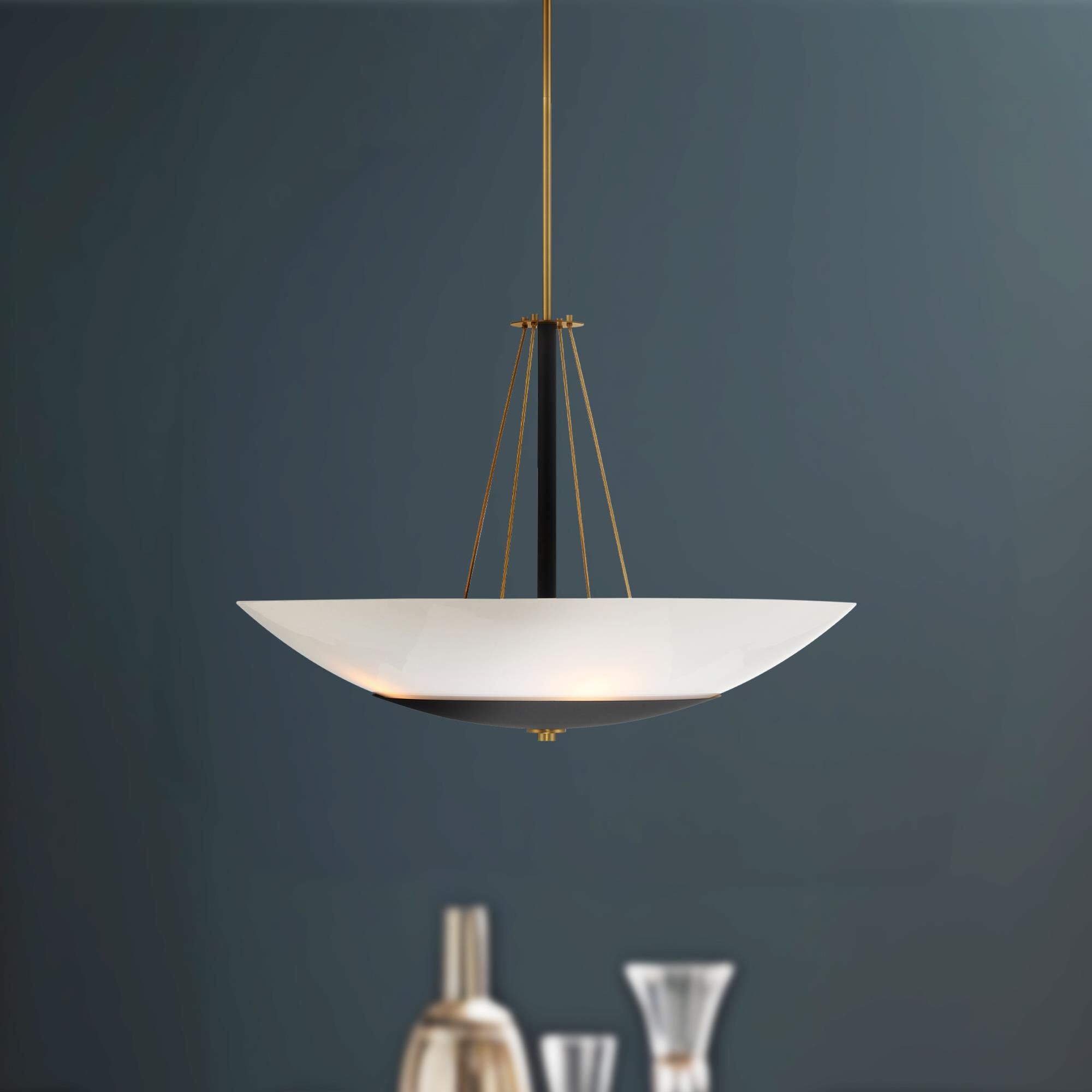 Shown in Sand Coal and Soft Brass finish and Clear Outside with White Inside glass