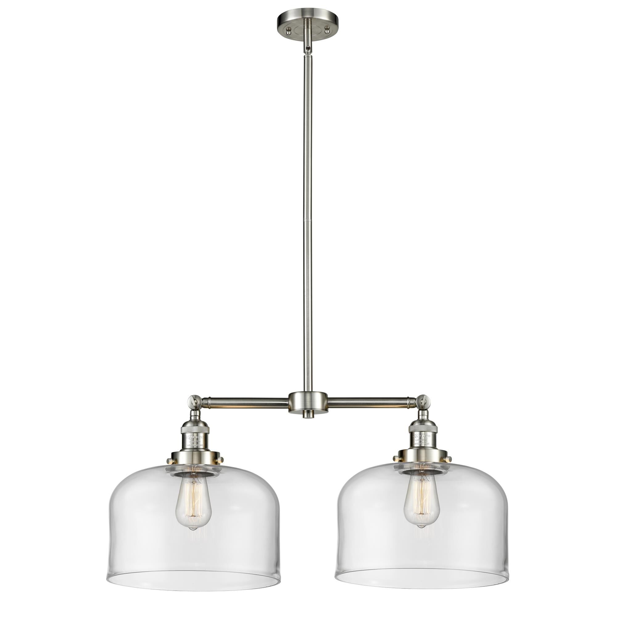 Shown in Brushed Satin Nickel finish and Clear glass