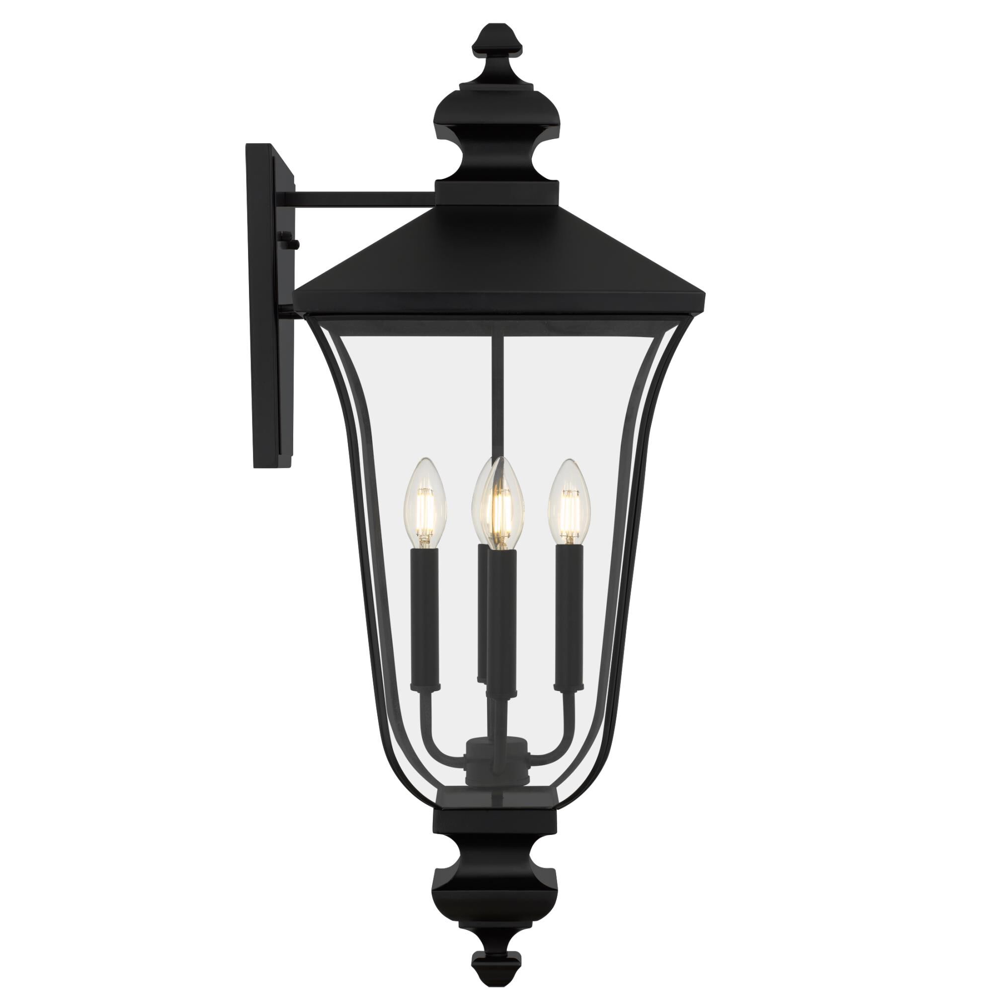 Shown in Matte Black finish and Clear  Glass shade
