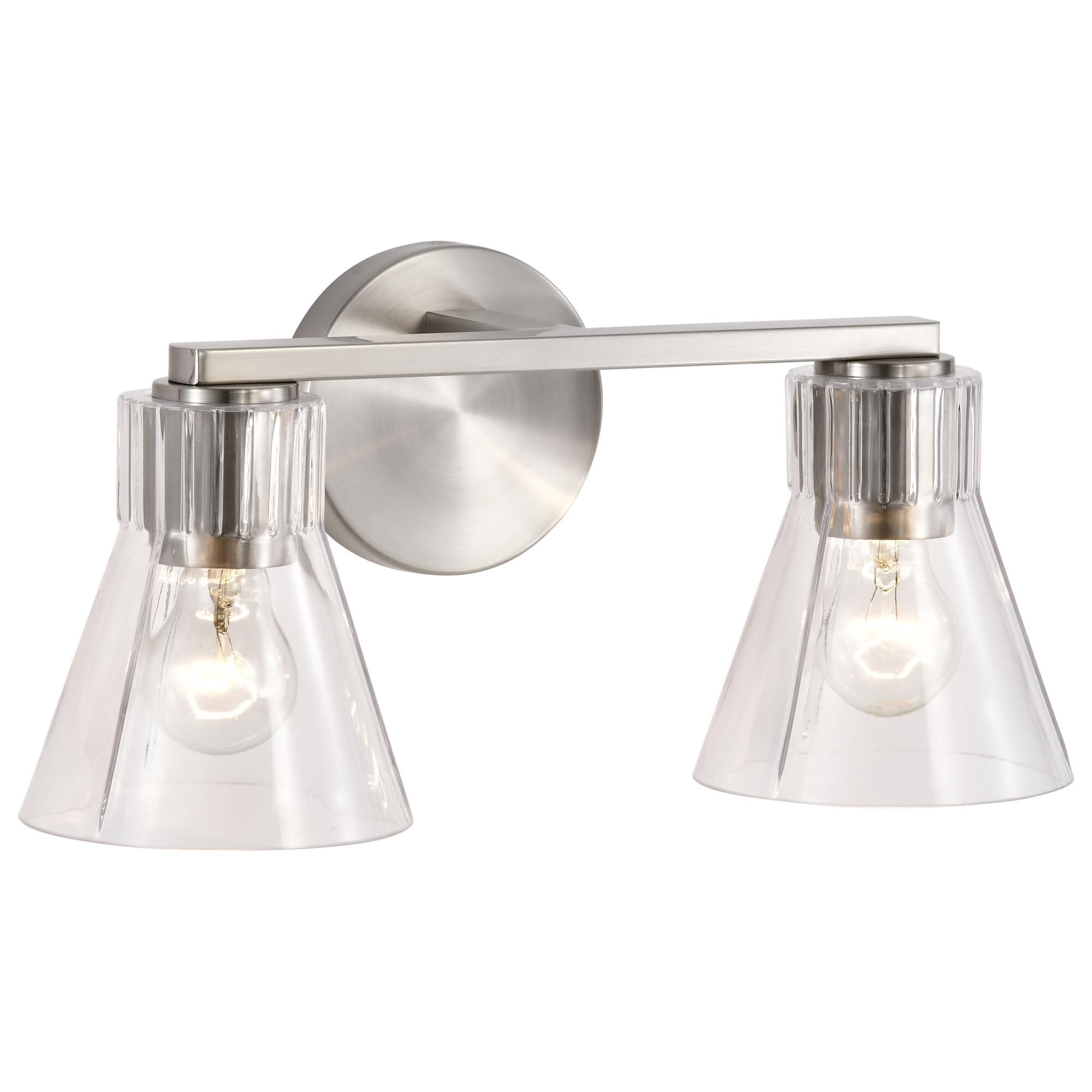 Shown in Brushed Nickel finish and Clear glass