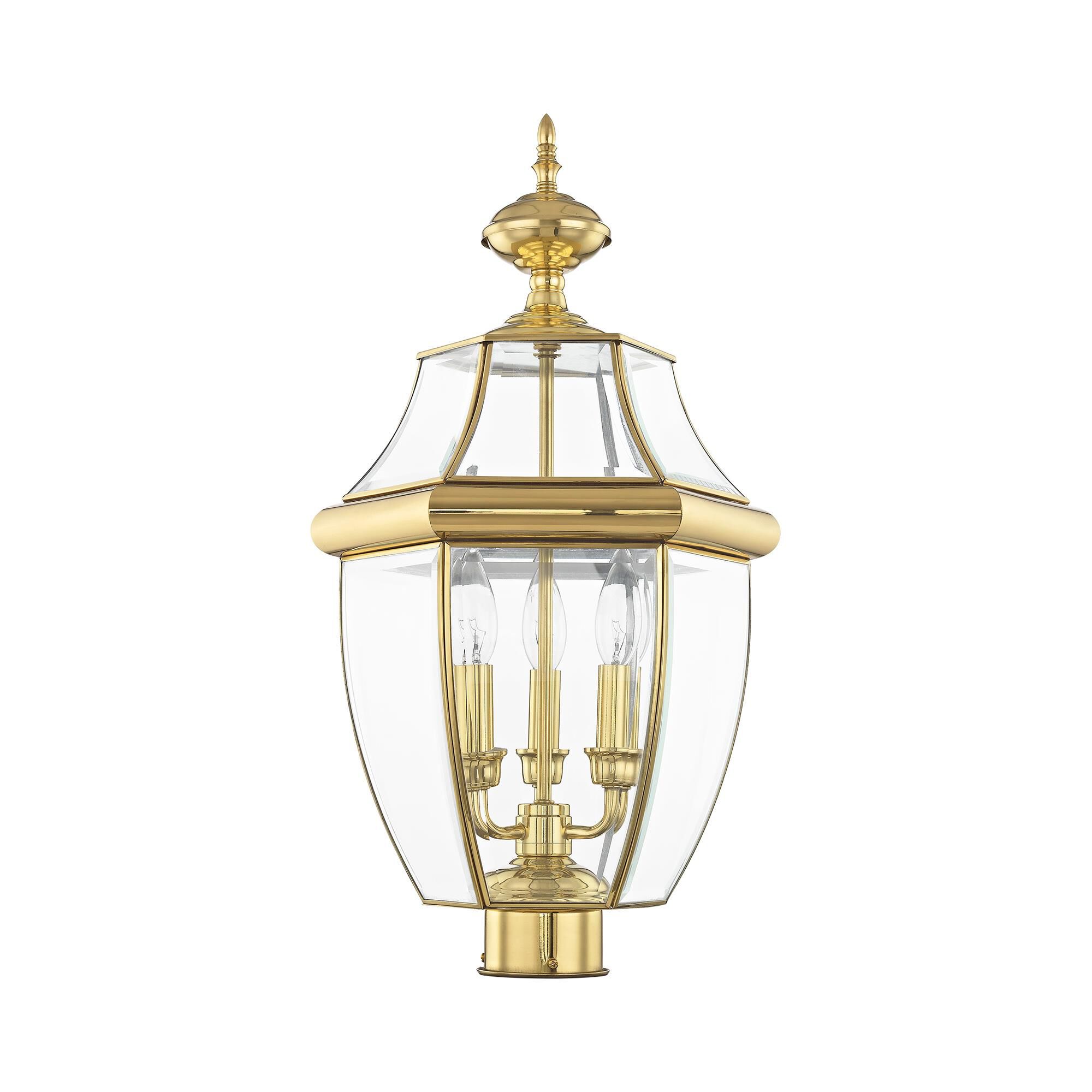 Shown in Polished Brass finish and Clear Beveled glass