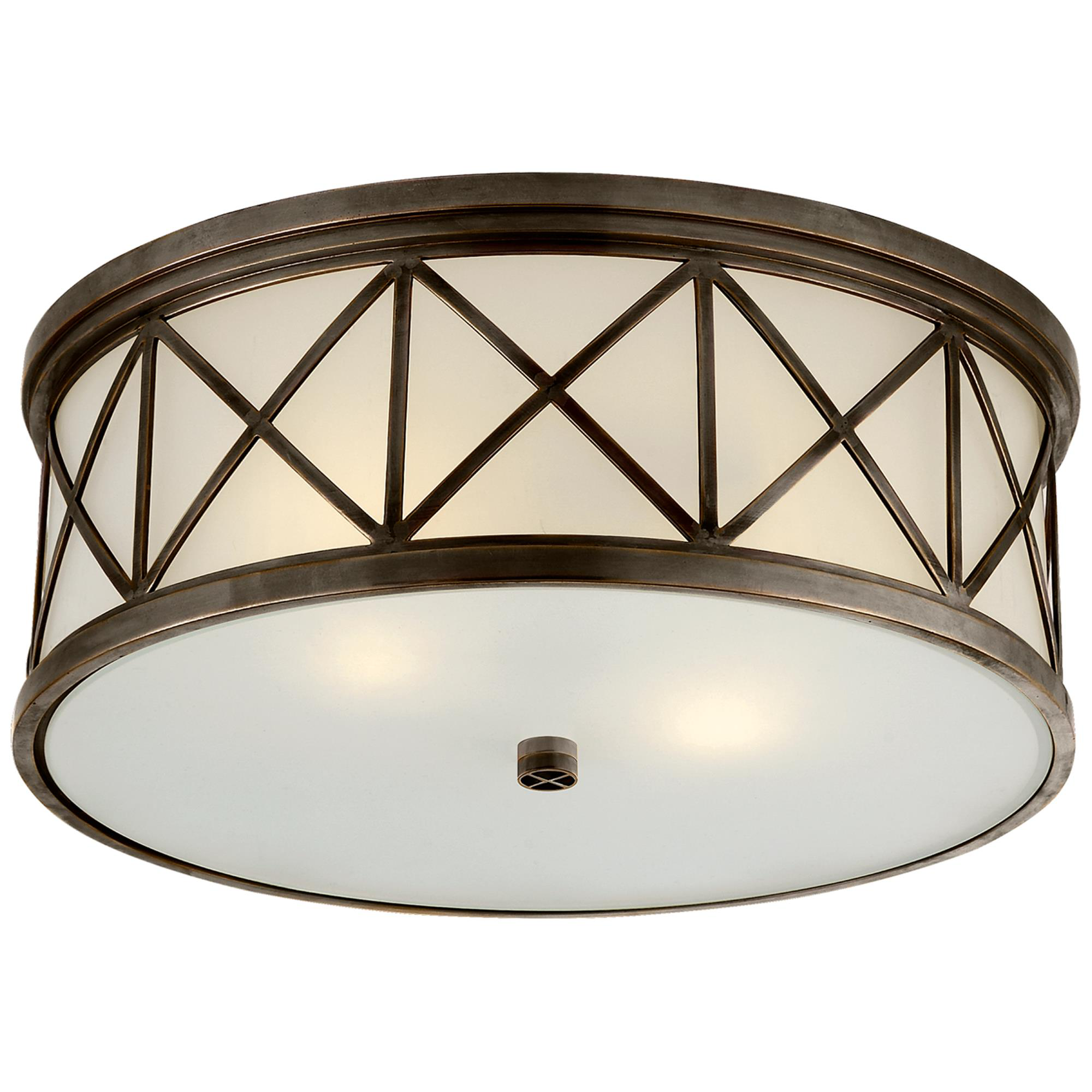 Shown in Bronze finish and Frosted glass
