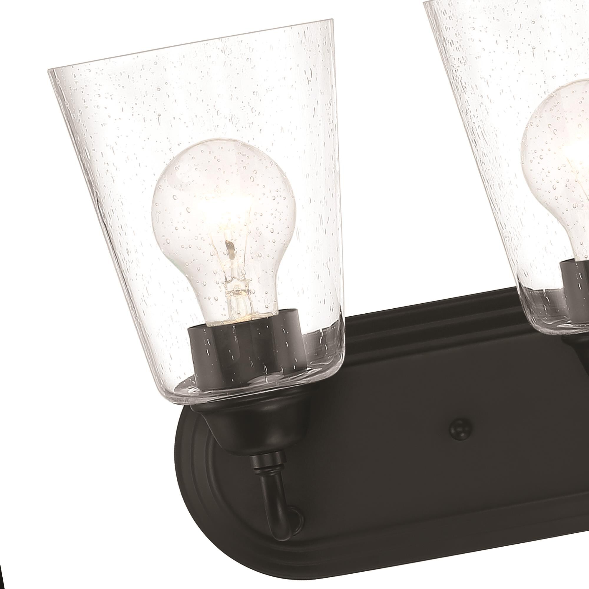 Shown in Matte Black finish and Clear Seedy glass