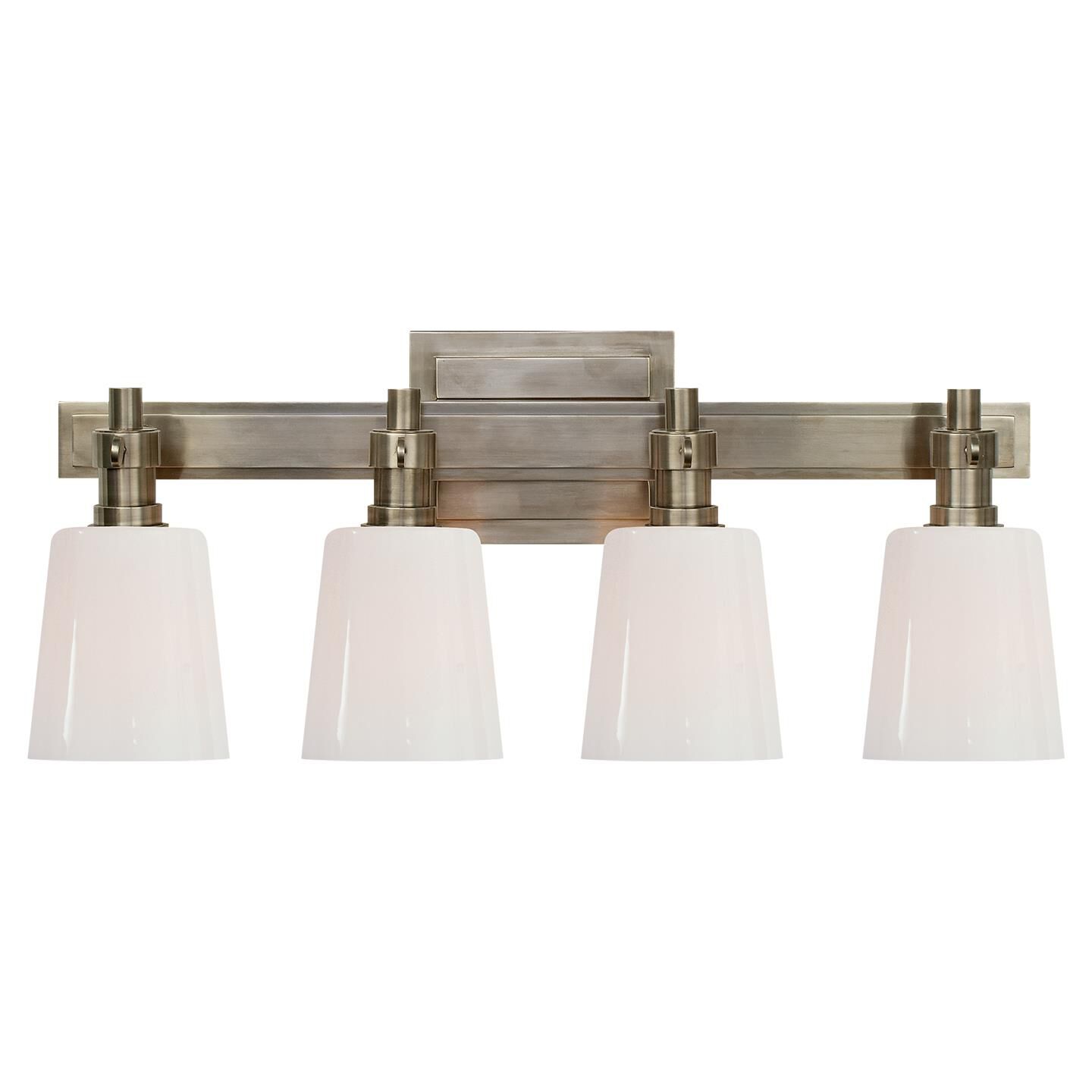 Shown in Antique Nickel finish and White glass and White Glass shade