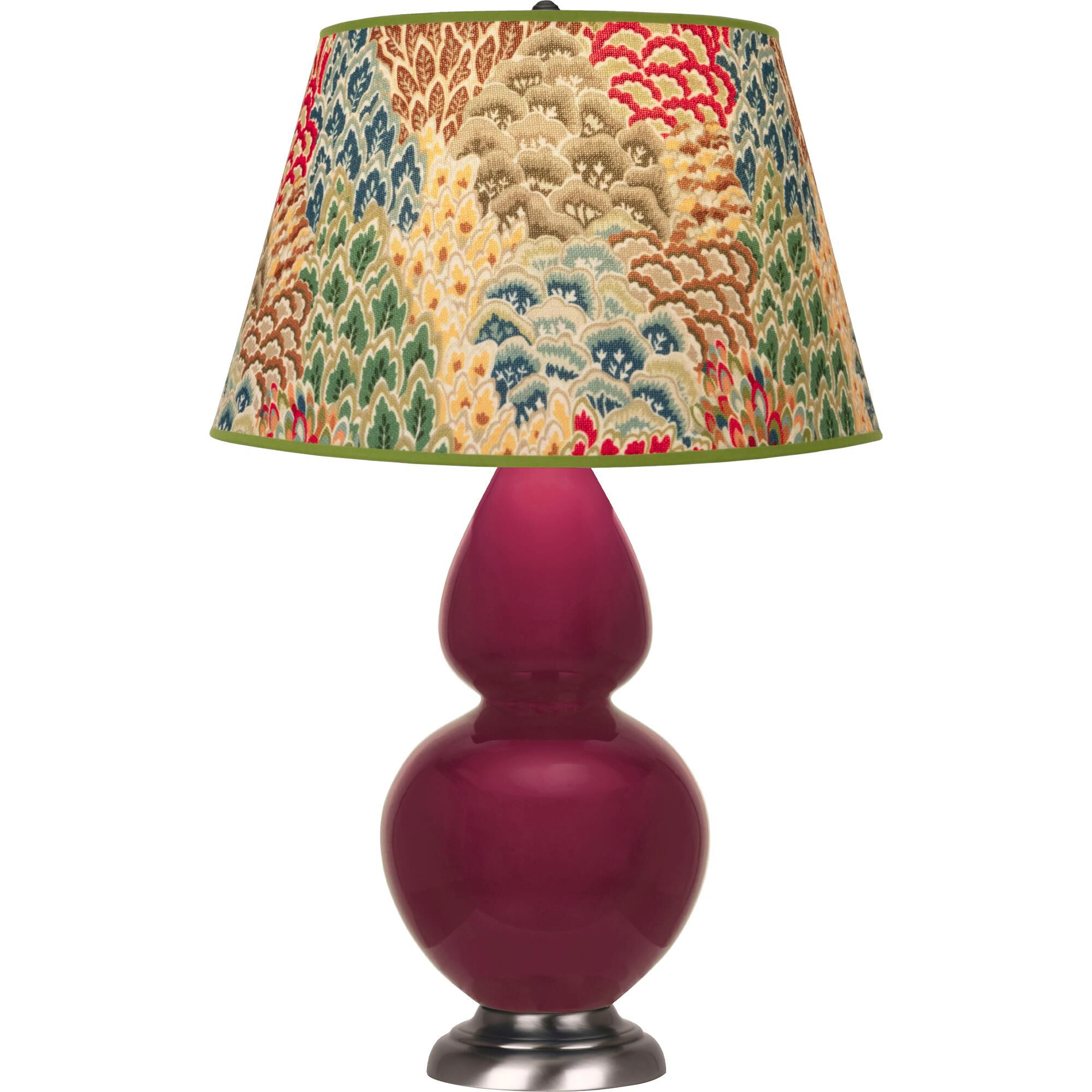 Shown in Sugar Plum Glazed finish and Fall Floral shade and Antique Silver accent