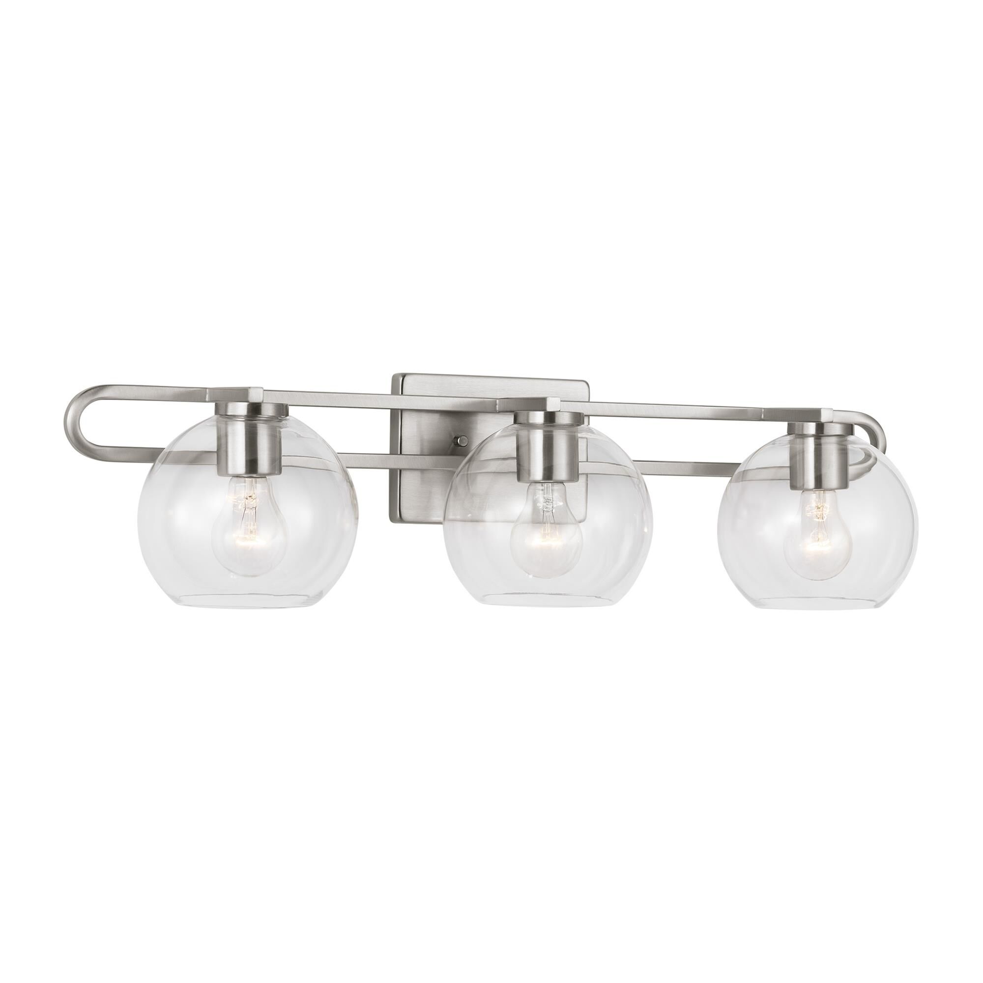 Shown in Brushed Nickel Silver finish and Clear glass and Clear Glass s shade