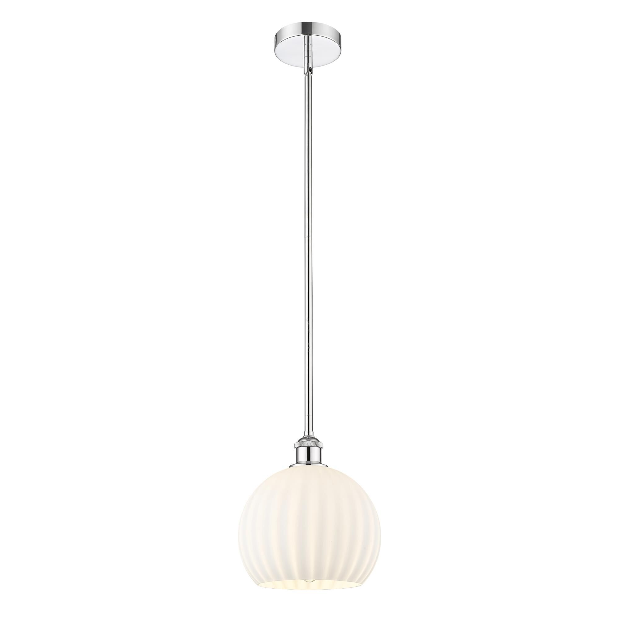 Shown in Polished Chrome finish and White Venetian glass