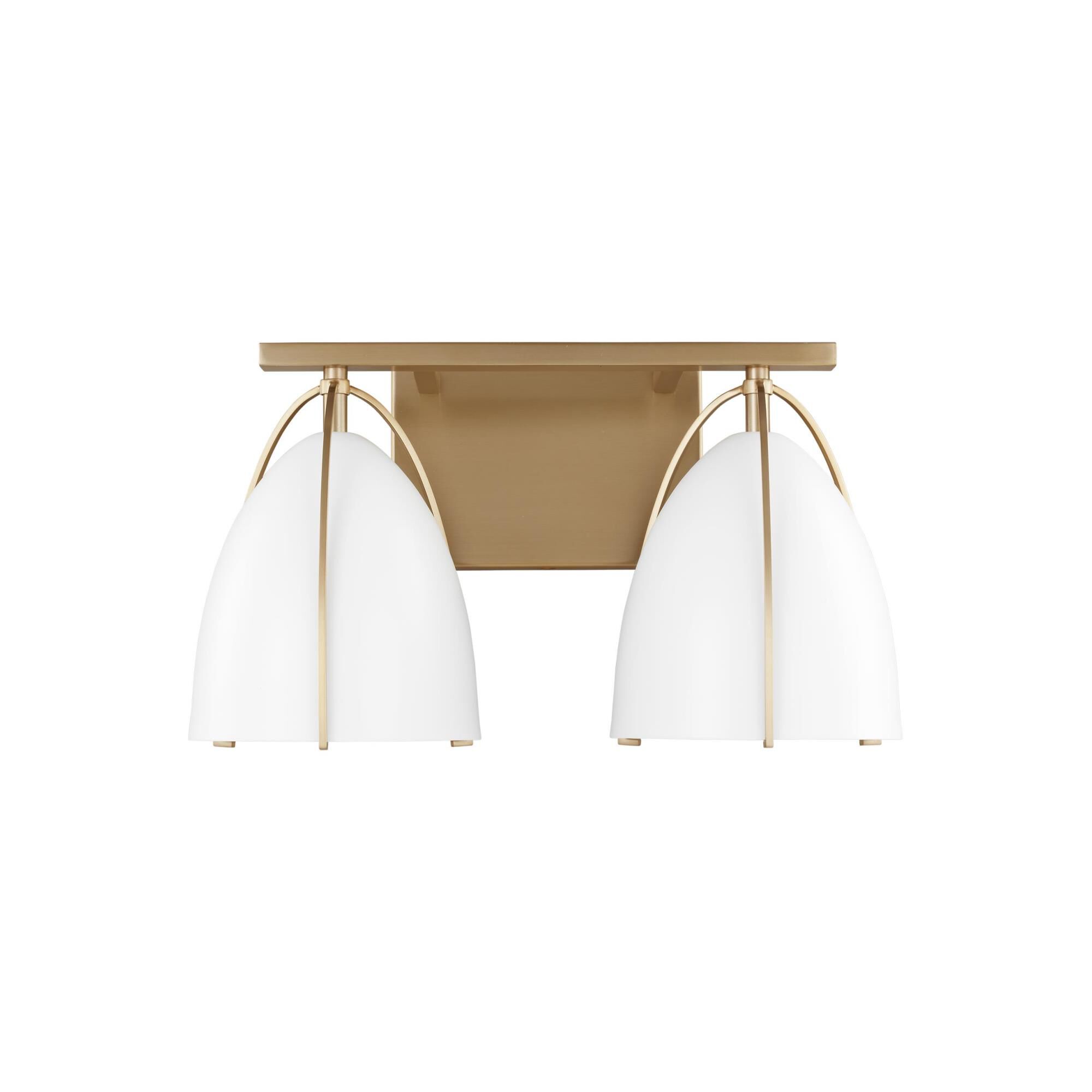 Shown in Satin Brass finish and Matte White glass and Matte White Steel s shade