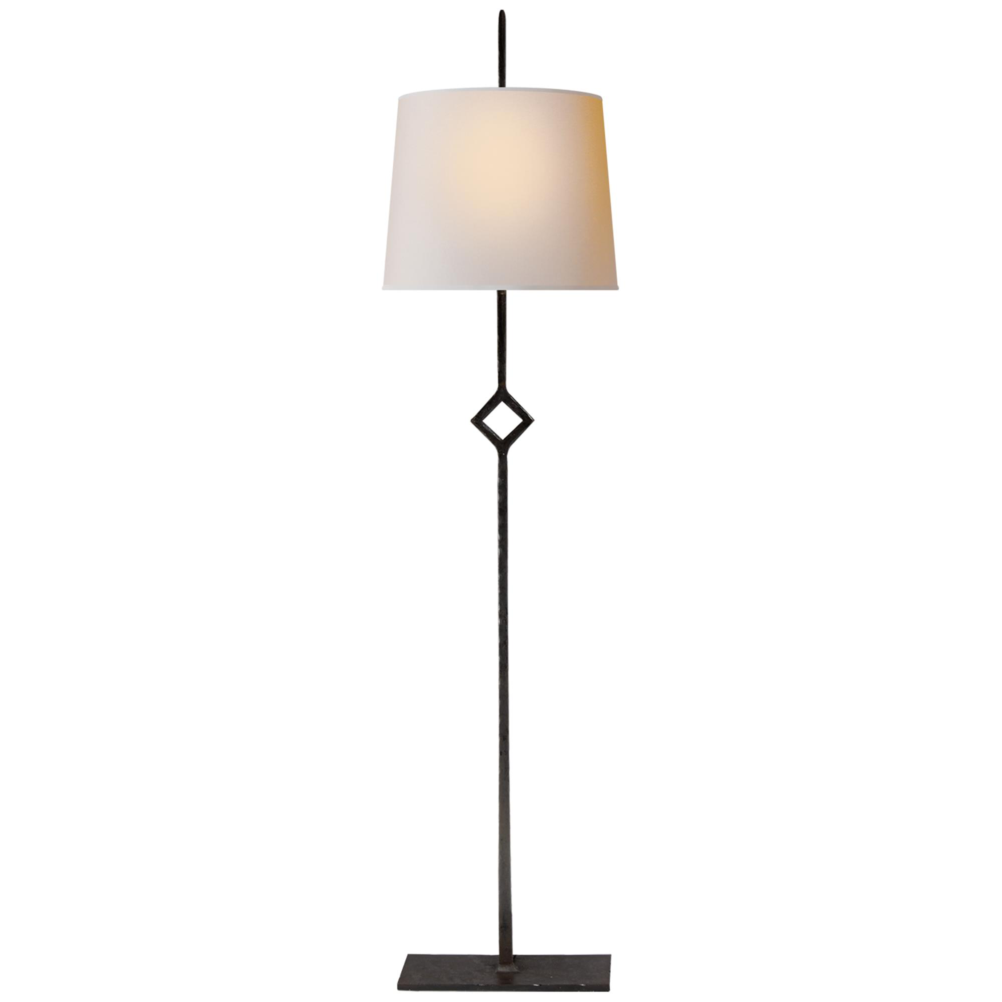 Shown in Aged Iron finish and Natural Paper shade