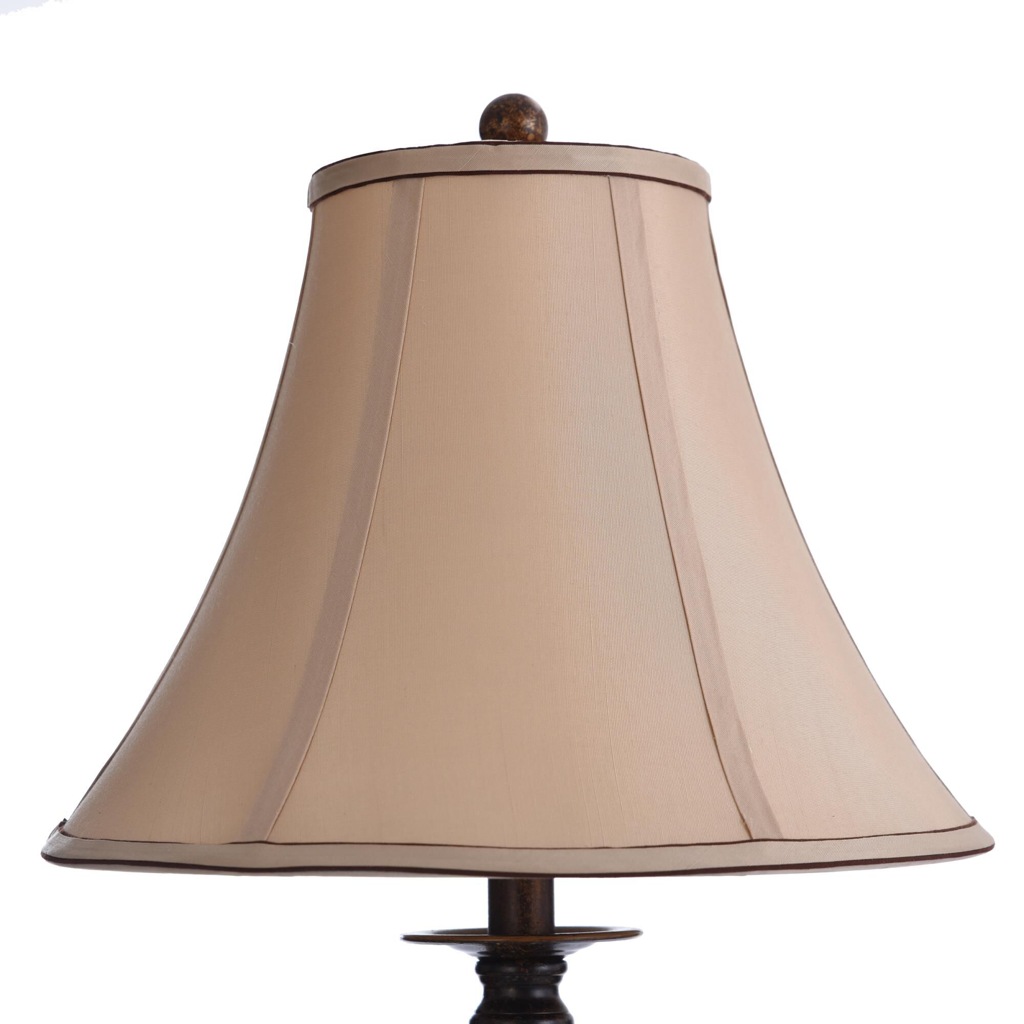 Shown in Barclay Brass finish and Natural Linen shade
