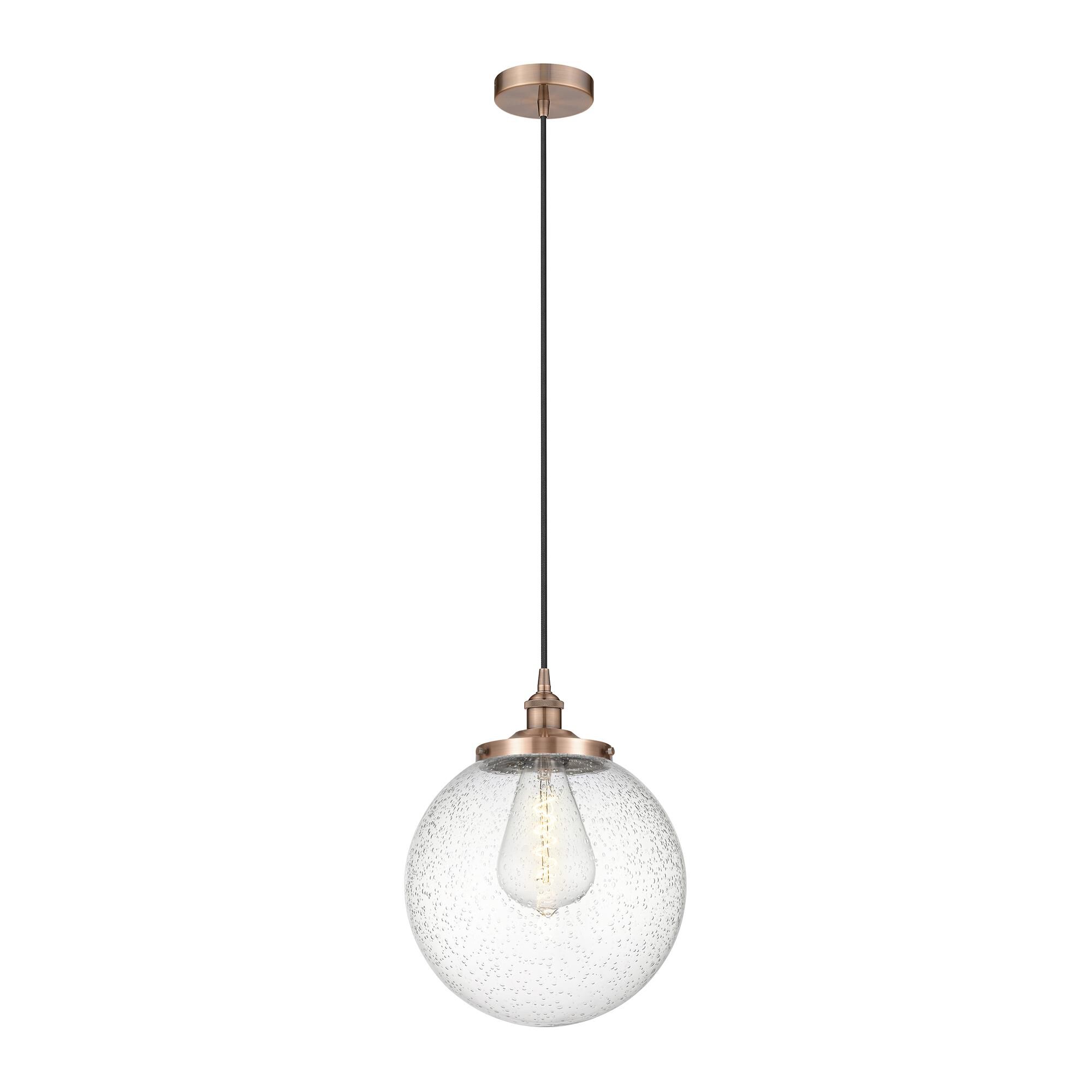 Shown in Antique Copper finish and Seedy glass