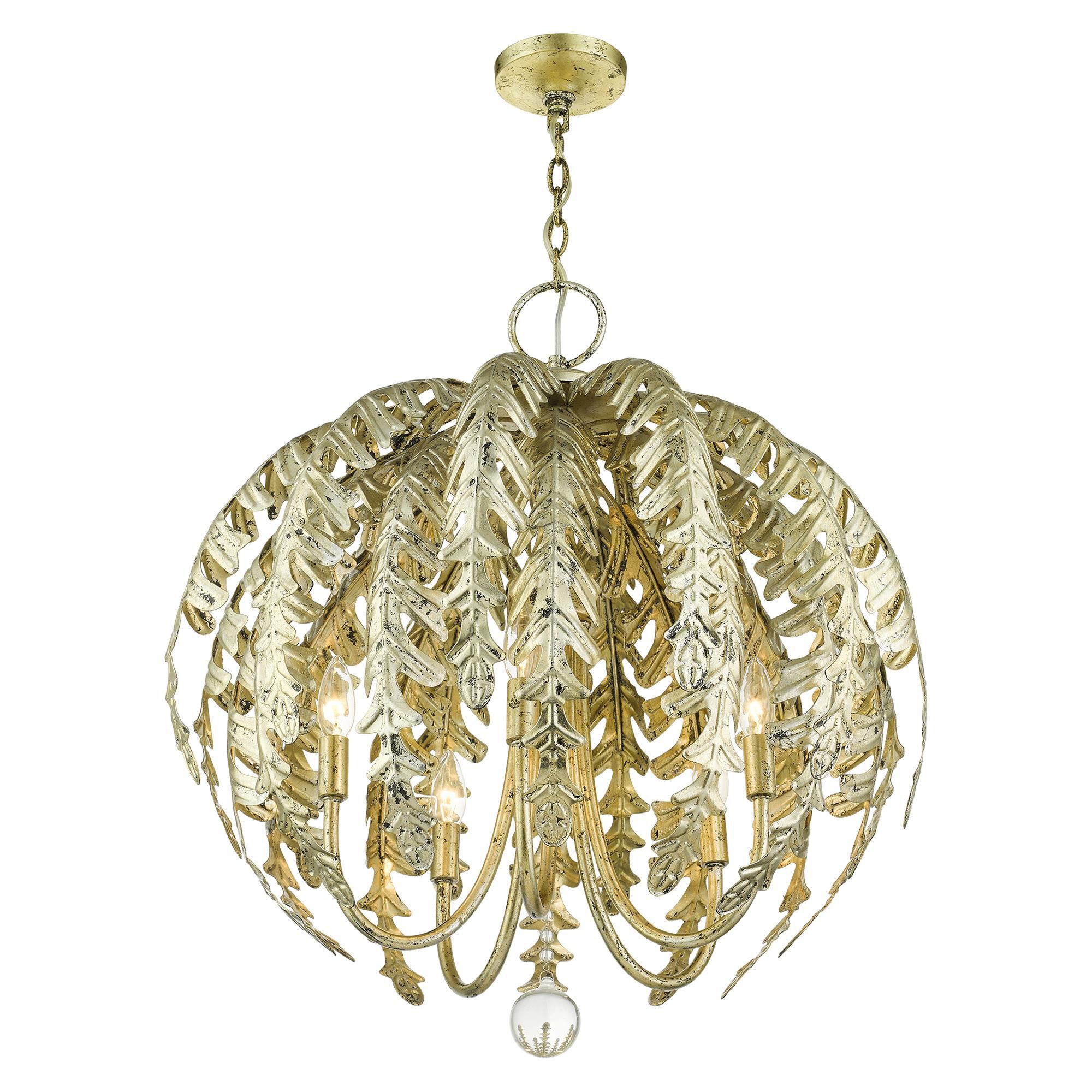 Shown in Winter Gold finish and Clear Crystal Ball glass and Winter Gold Metal shade