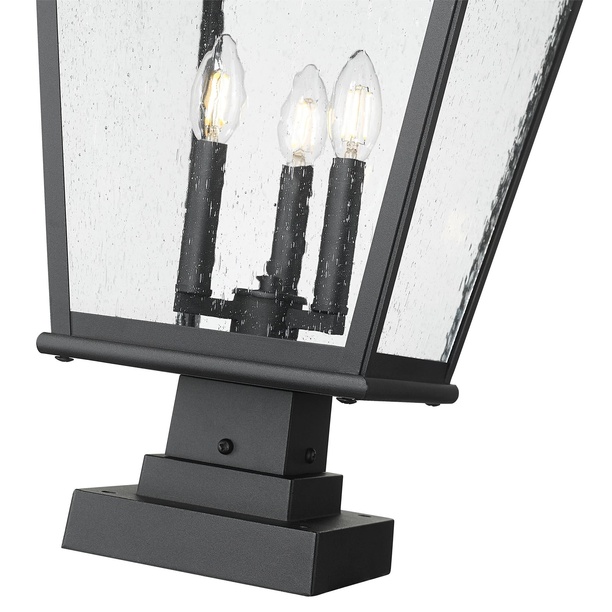 Shown in Sand Black finish and Clear Seedy glass