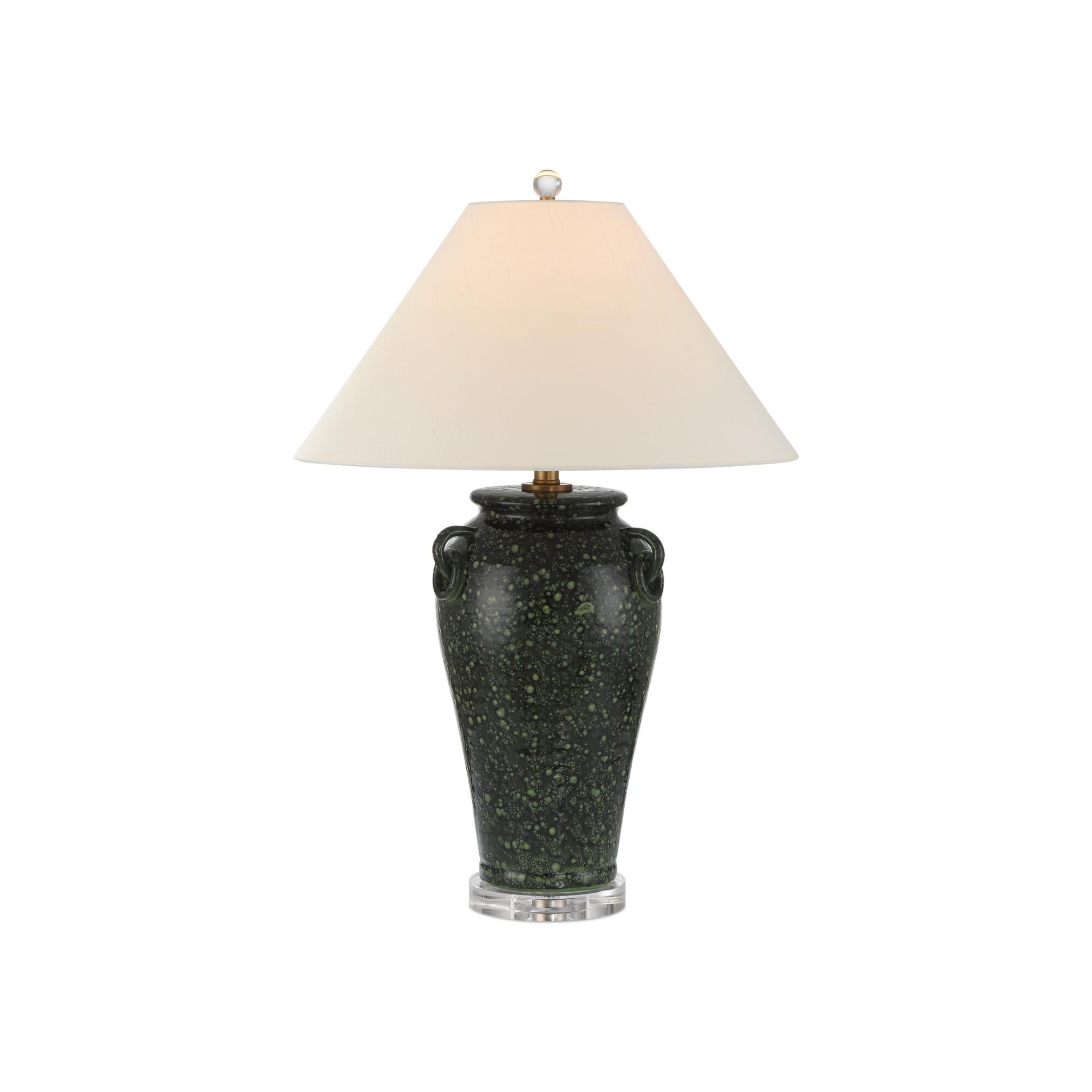 Shown in Green and Clear finish and Off-White Shantung shade