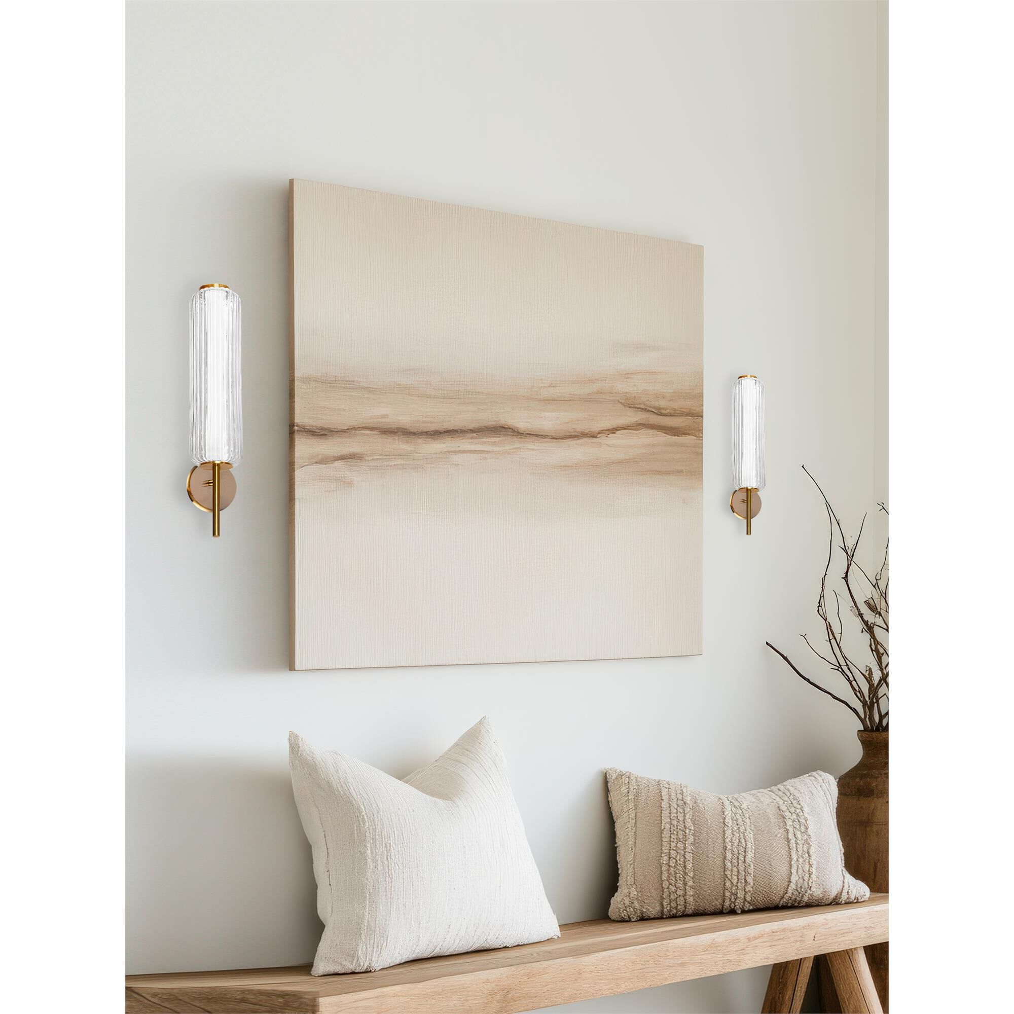 Shown in Aged Brass finish and Clear glass