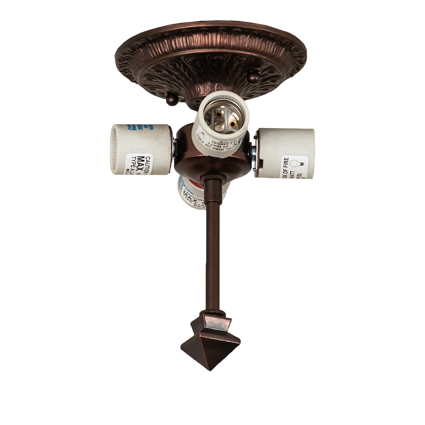 Shown in Mahogany Bronze finish and Ruby;Green;Beige glass