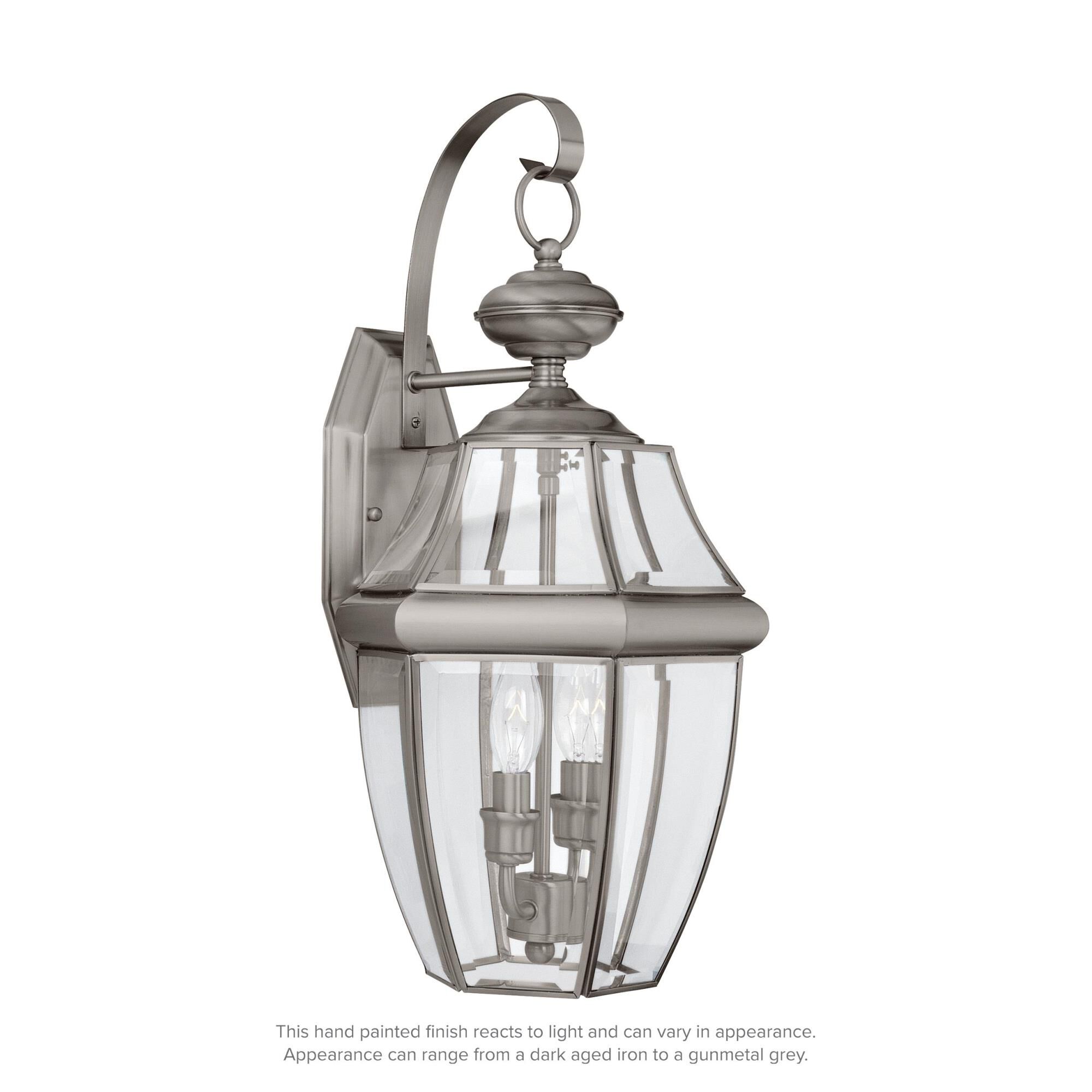 Shown in Antique Brushed Nickel finish and Clear Curved Beveled  Panels glass and Clear Curved Beveled Glass Panels shade