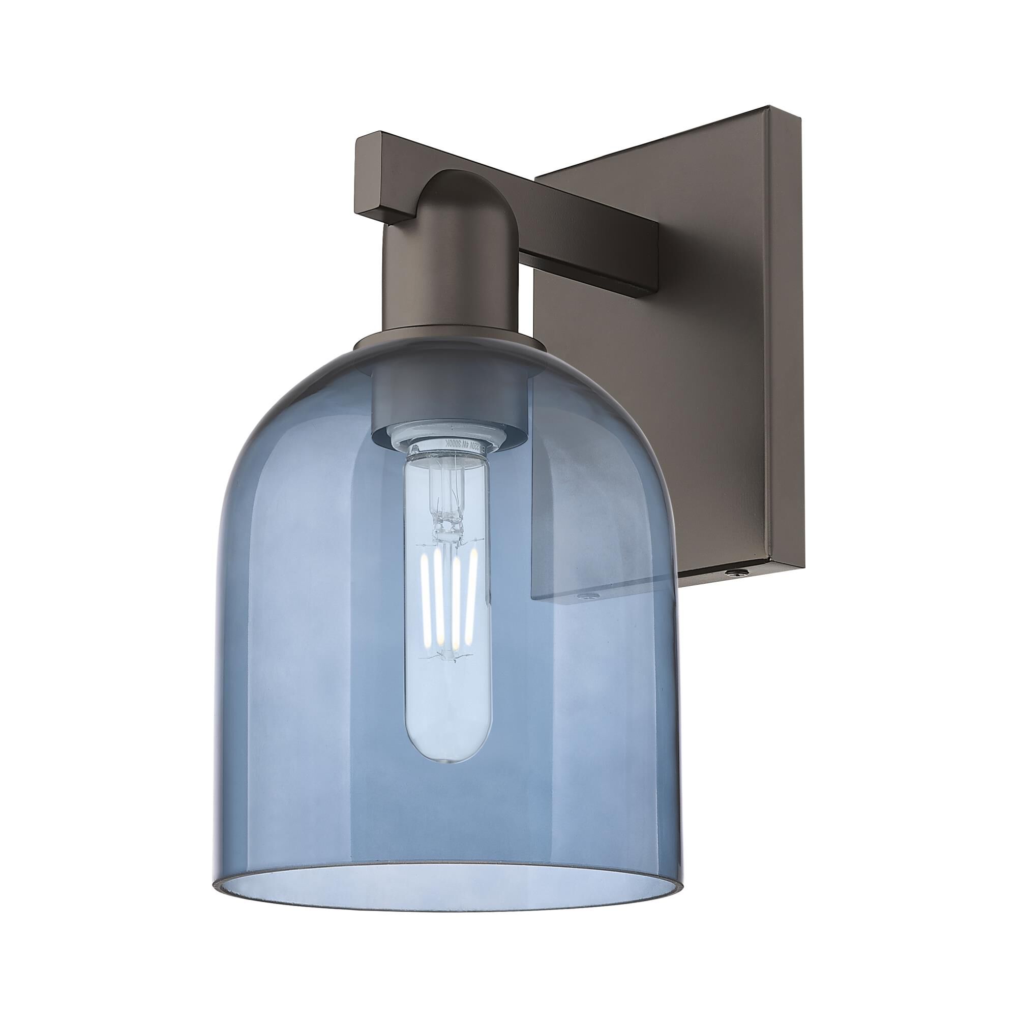 Shown in Oil Rubbed Bronze finish and Blue glass