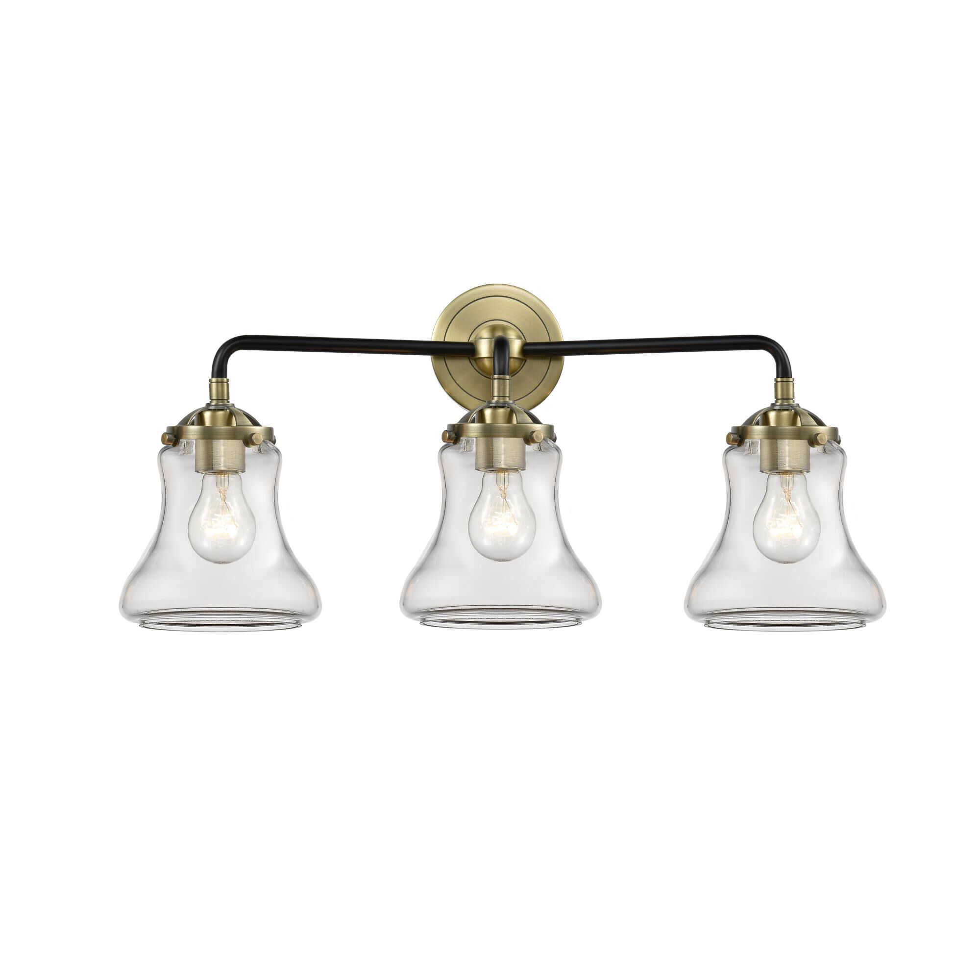 Shown in Black Antique Brass finish and Clear glass