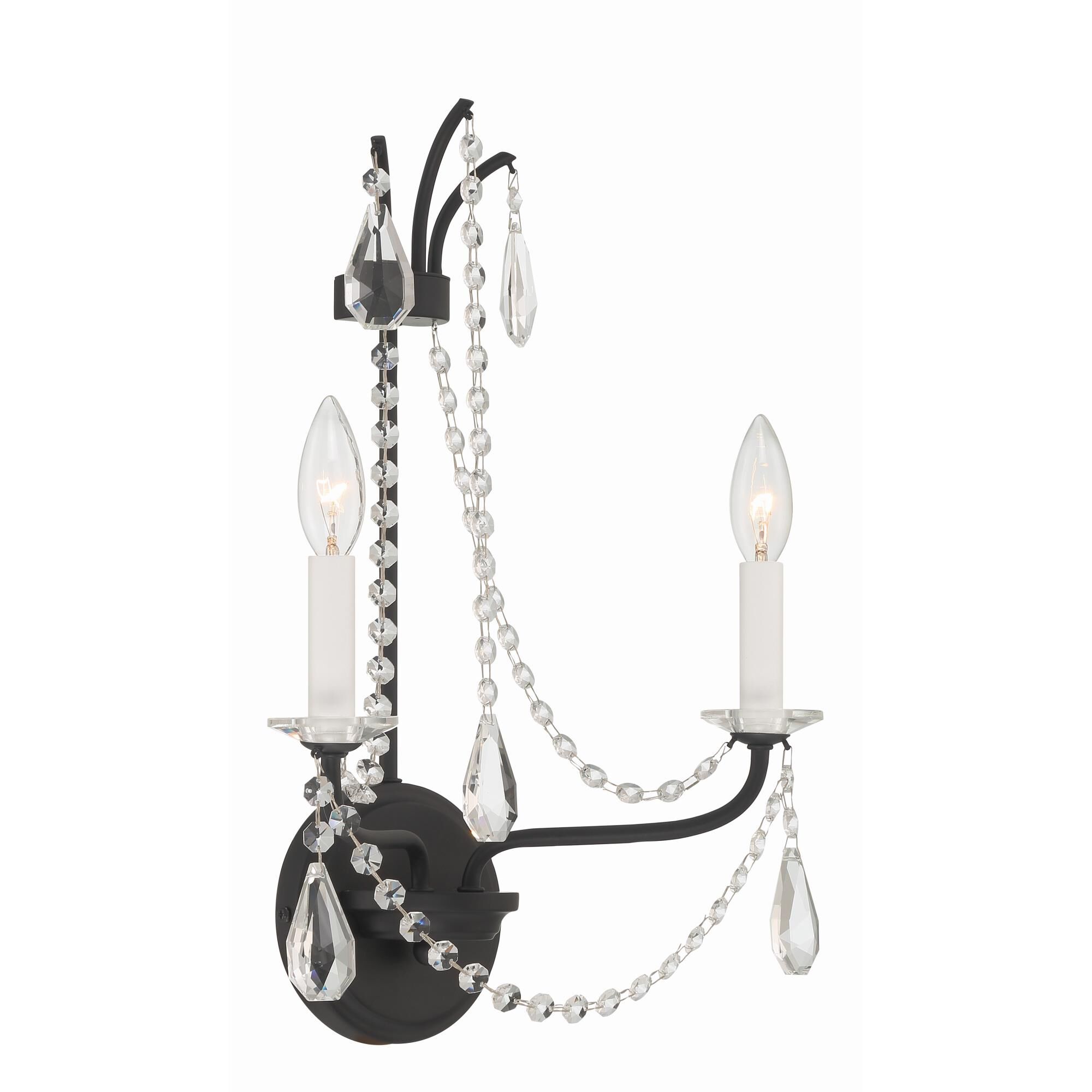 Shown in Matte Black finish and Hand Cut crystal