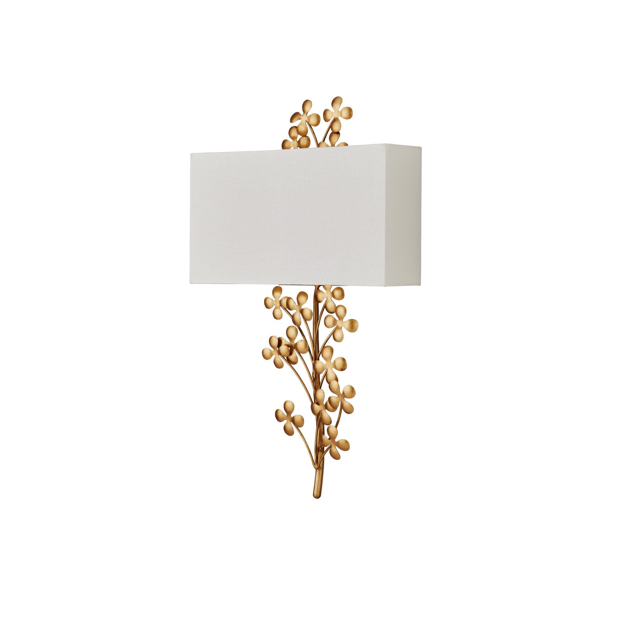 Shown in Contemporary Gold Leaf/Contemporary Gold finish and Light Eggshell Linen shade