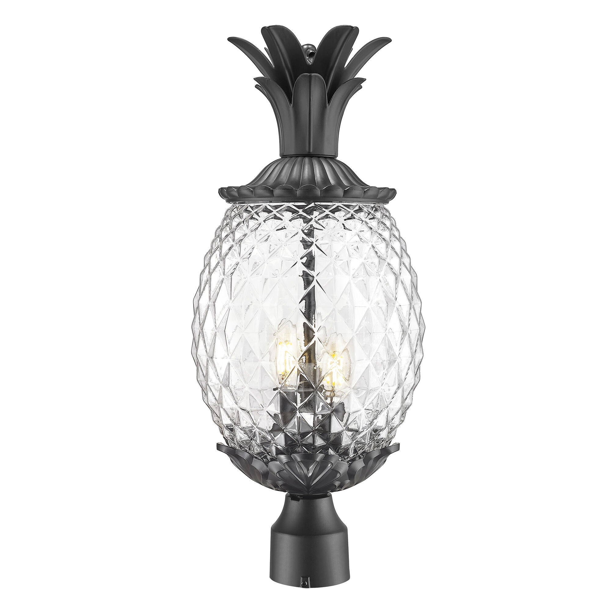 Shown in Matte Black finish and Clear glass and Clear Pineapple Glass Globe shade