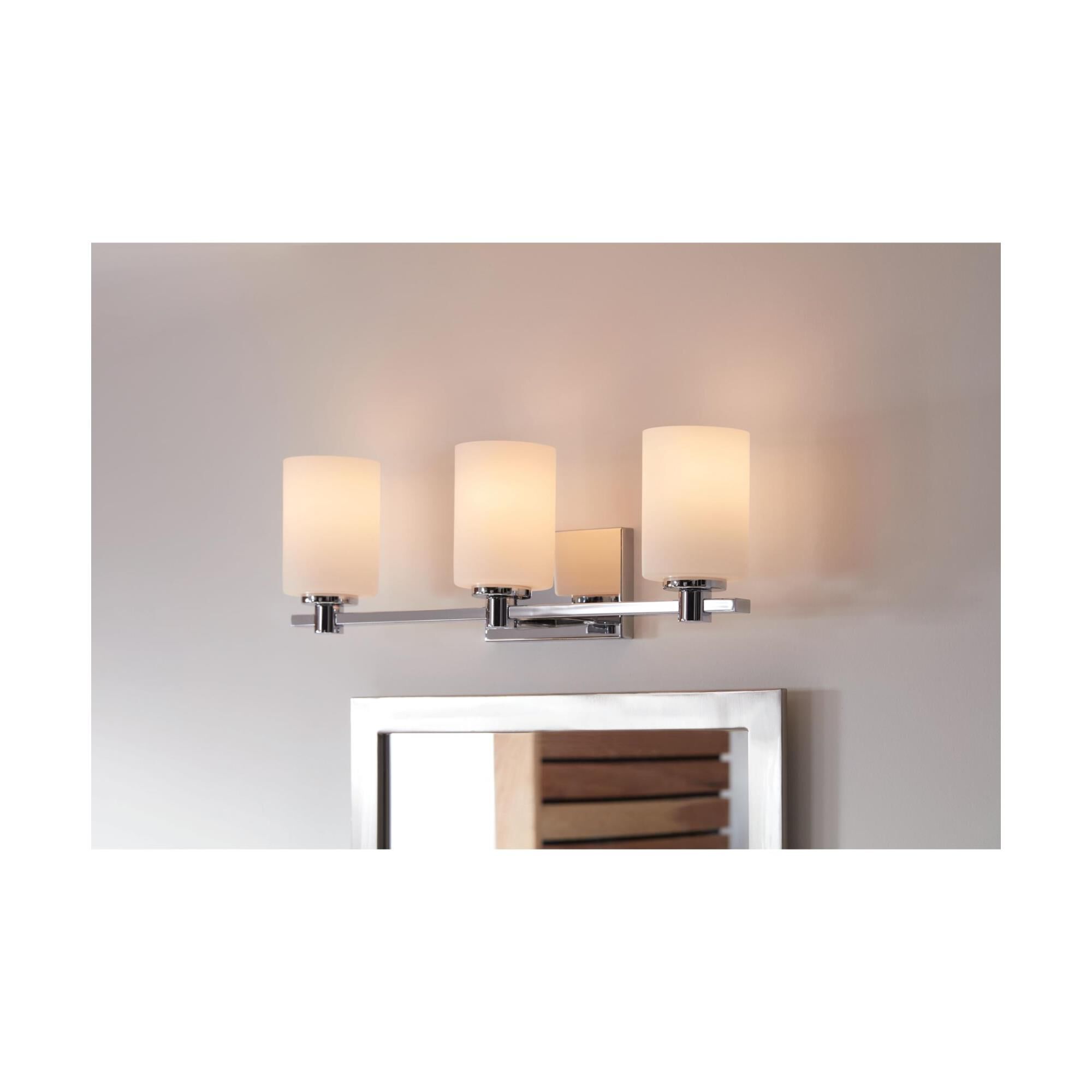 Shown in Chrome finish and Etched Opal glass