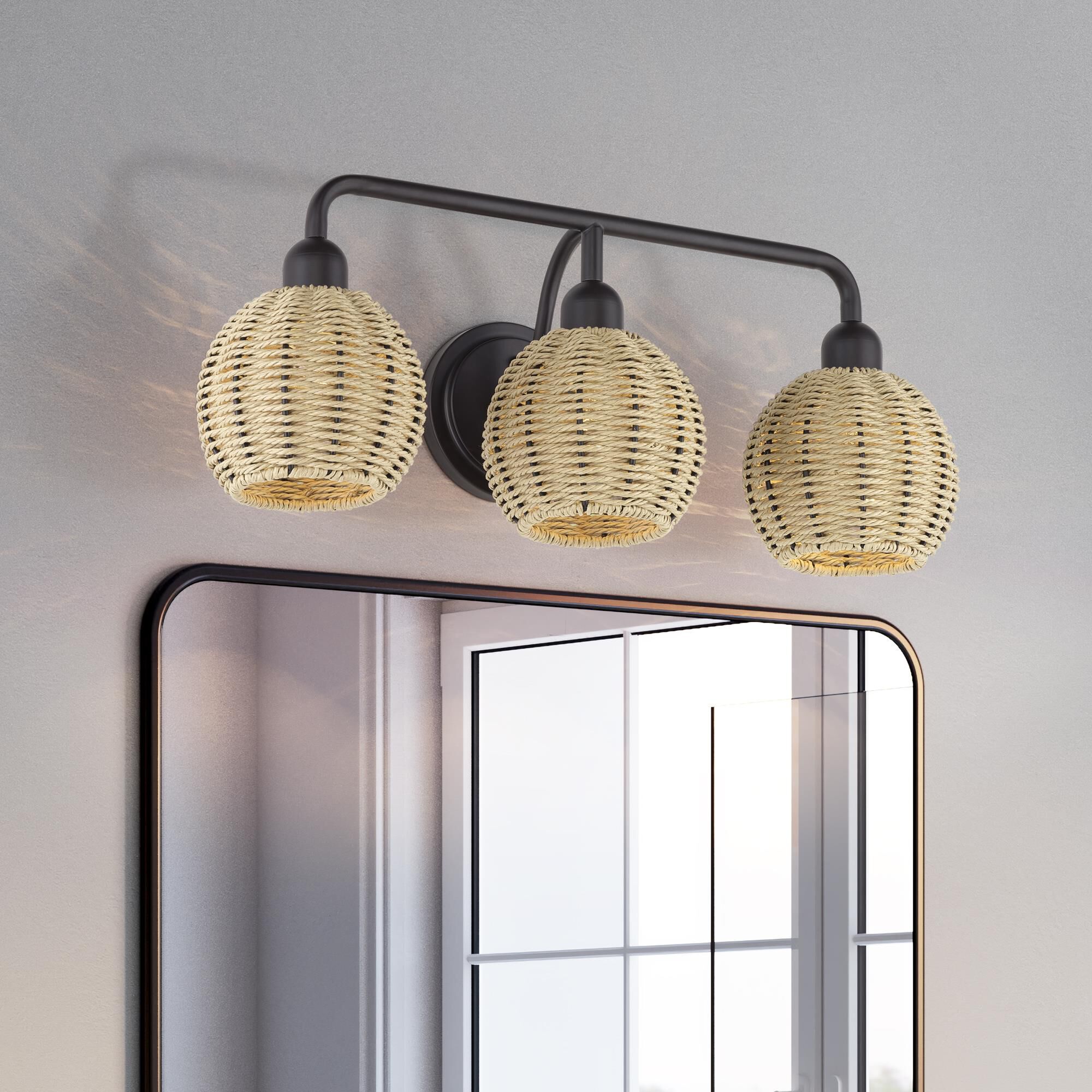 Shown in Bronze finish and Hand-Woven French Beige Paper Rope shade