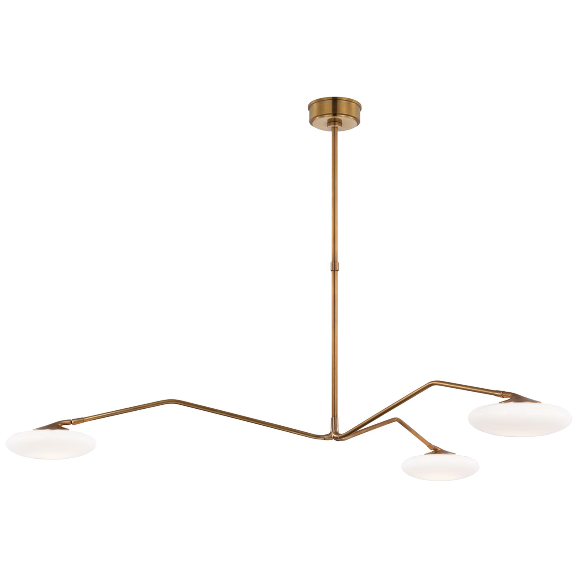 Shown in Soft Brass finish and White glass