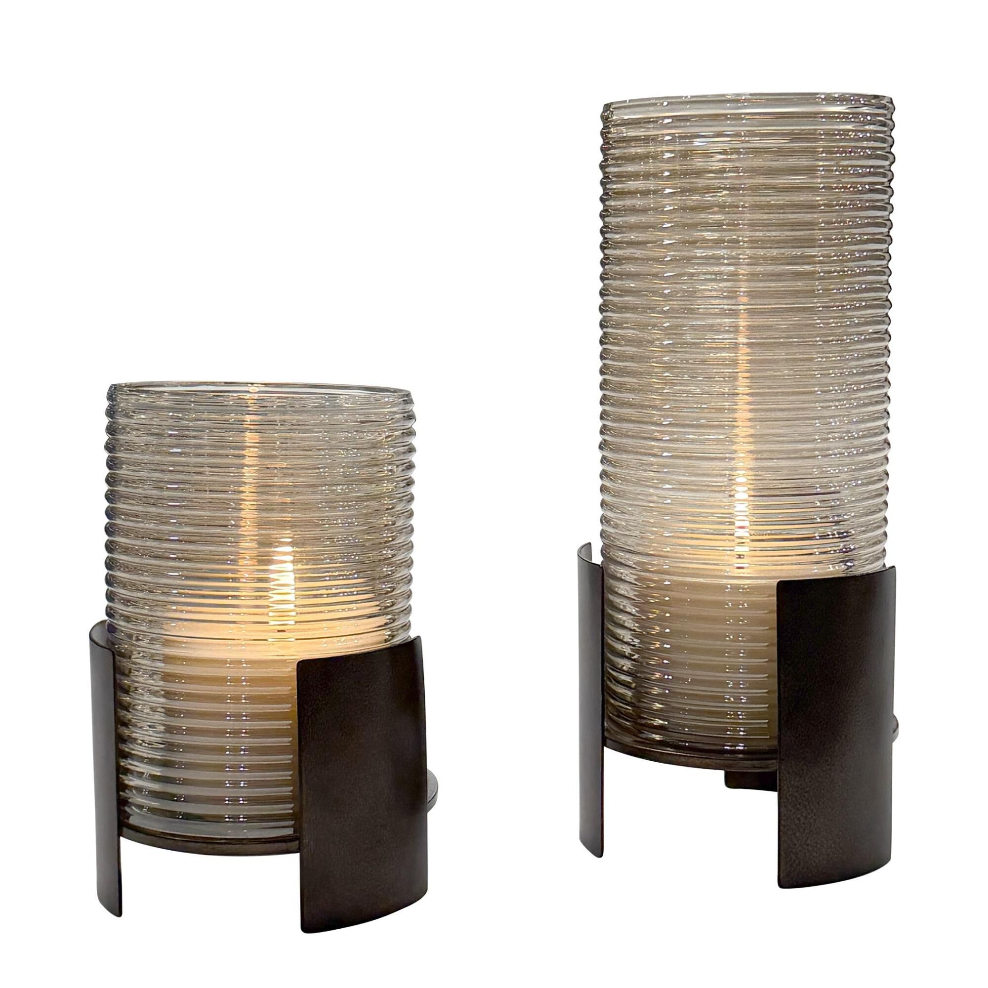 Uttermost Fluted Fire Cylinder Candleholders Set/2 Candle Holder by Uttermost