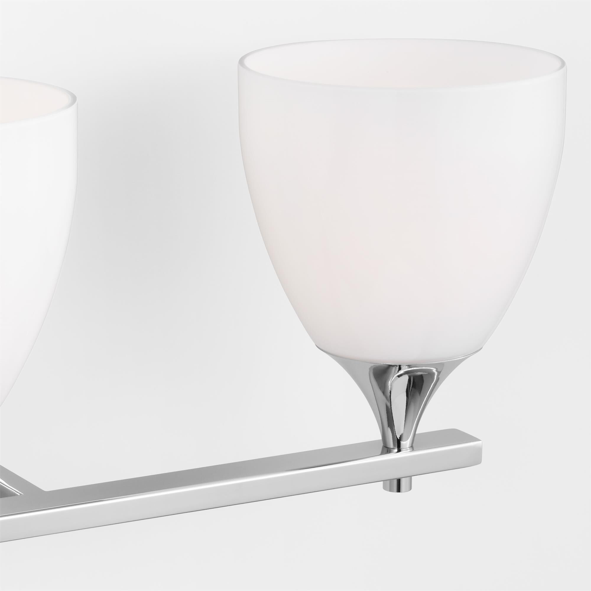 Shown in Chrome finish and Milk glass