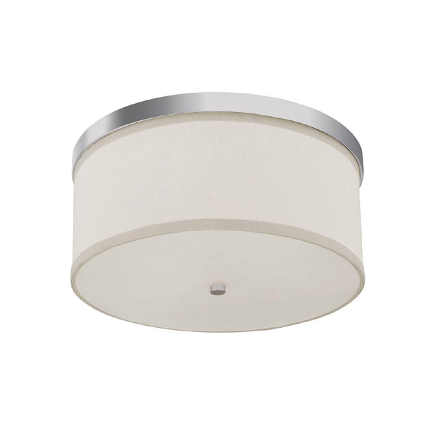 Shown in Polished Nickel finish and Frosted Diffuser glass and White Fabric shade