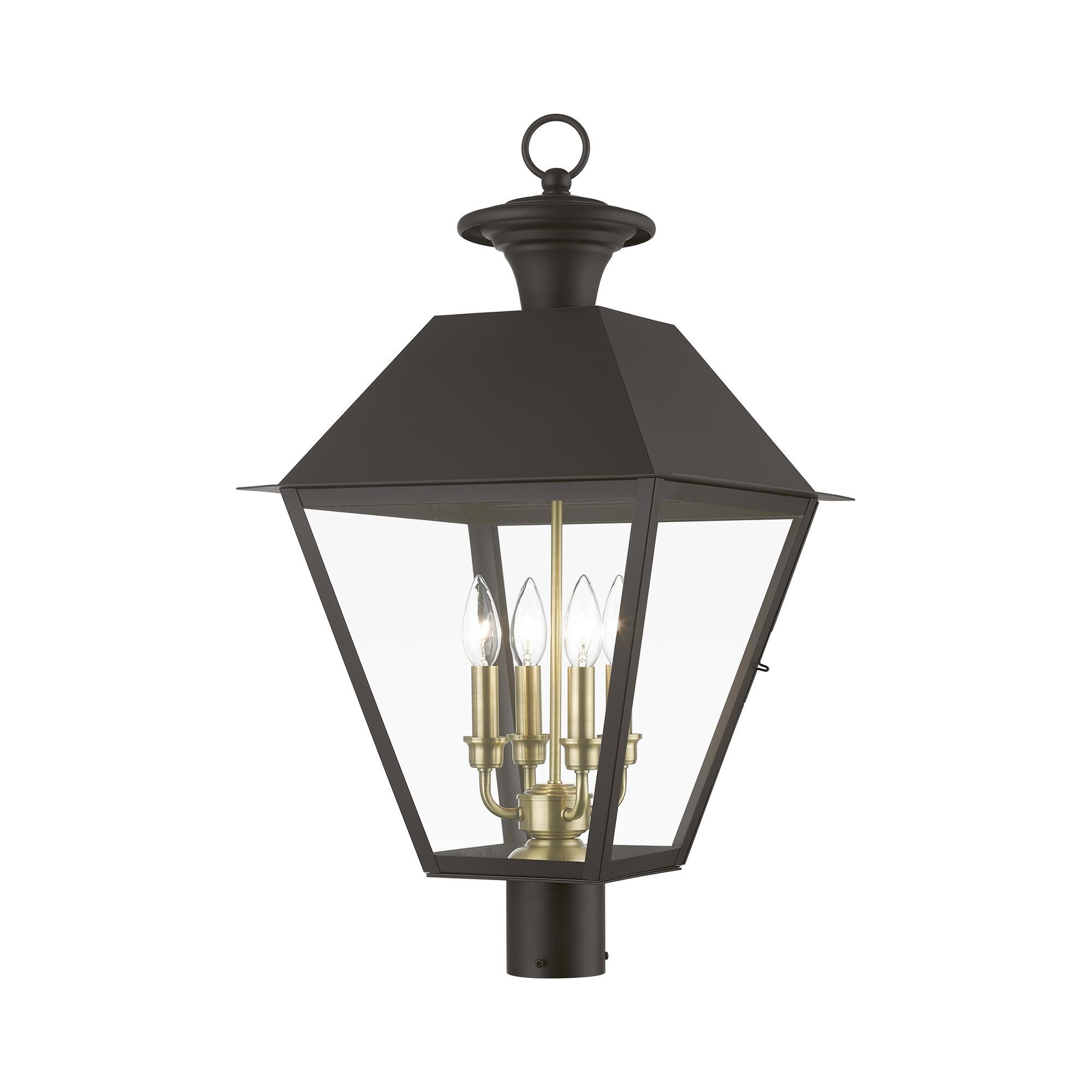 Shown in Bronze with Antique Brass Finish Cluster finish and Clear glass