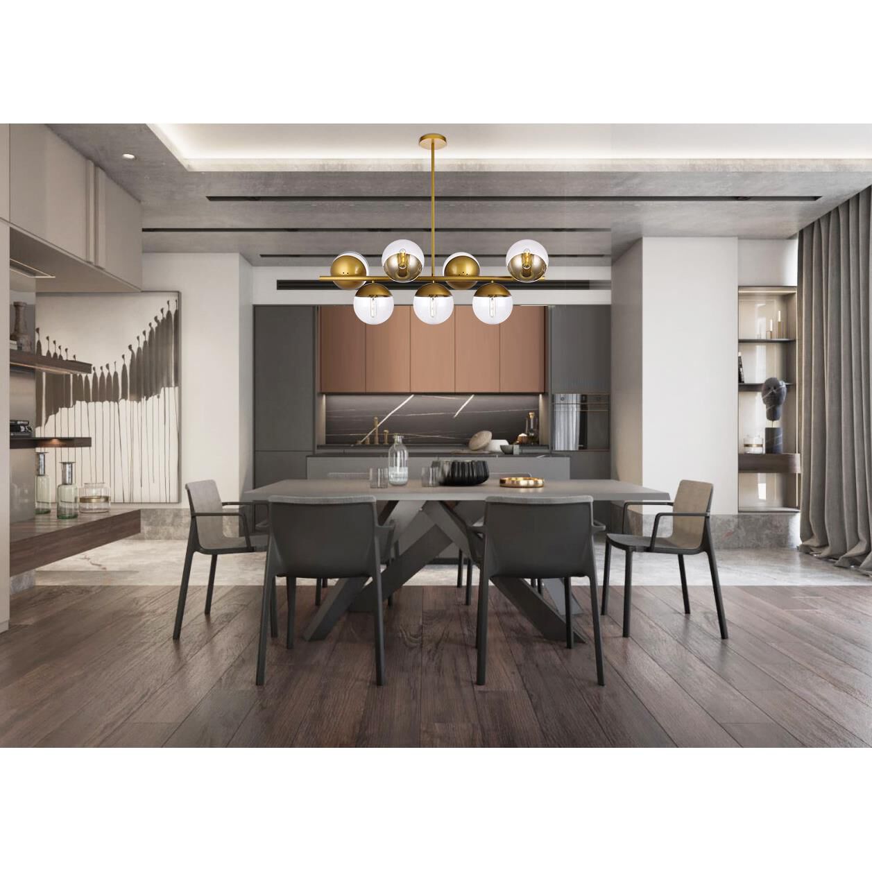 Eclipse 43 Inch 7 Light Linear Suspension Light by Elegant Lighting