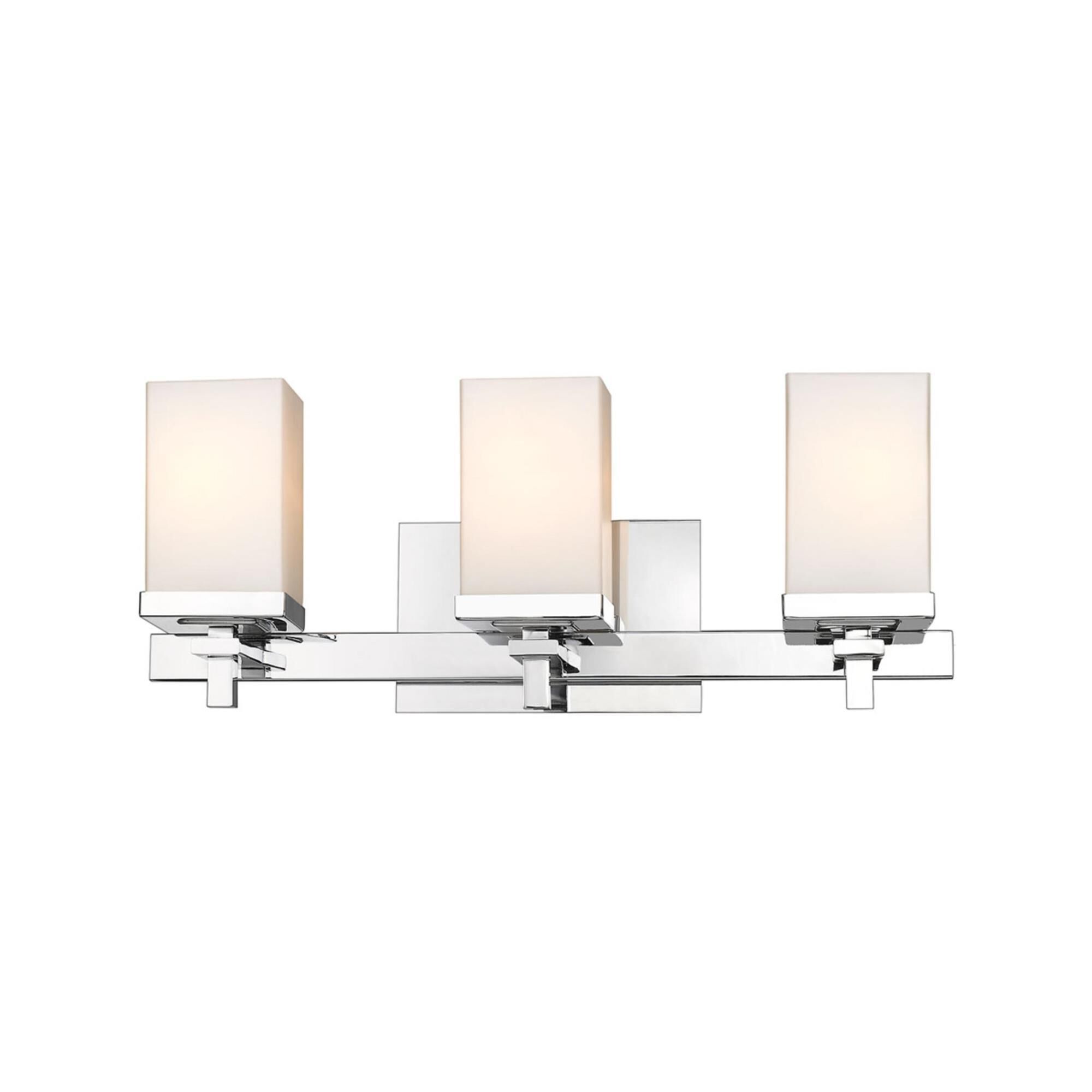 Shown in Chrome finish and Opal glass