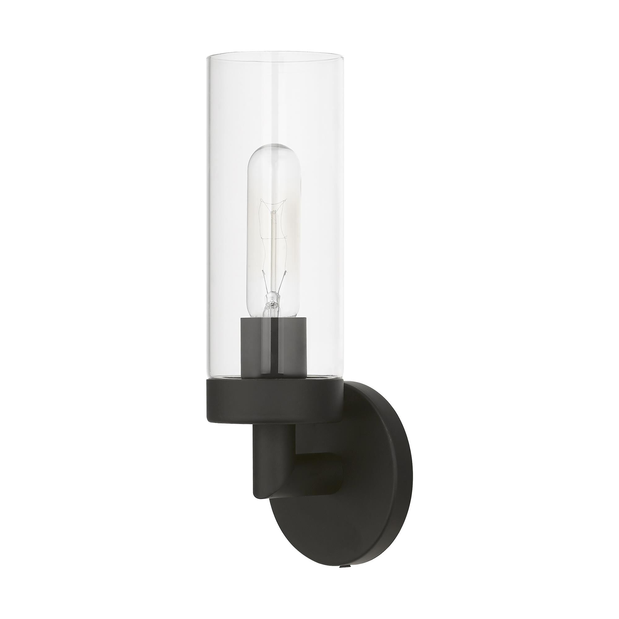 Shown in Black finish and Clear glass
