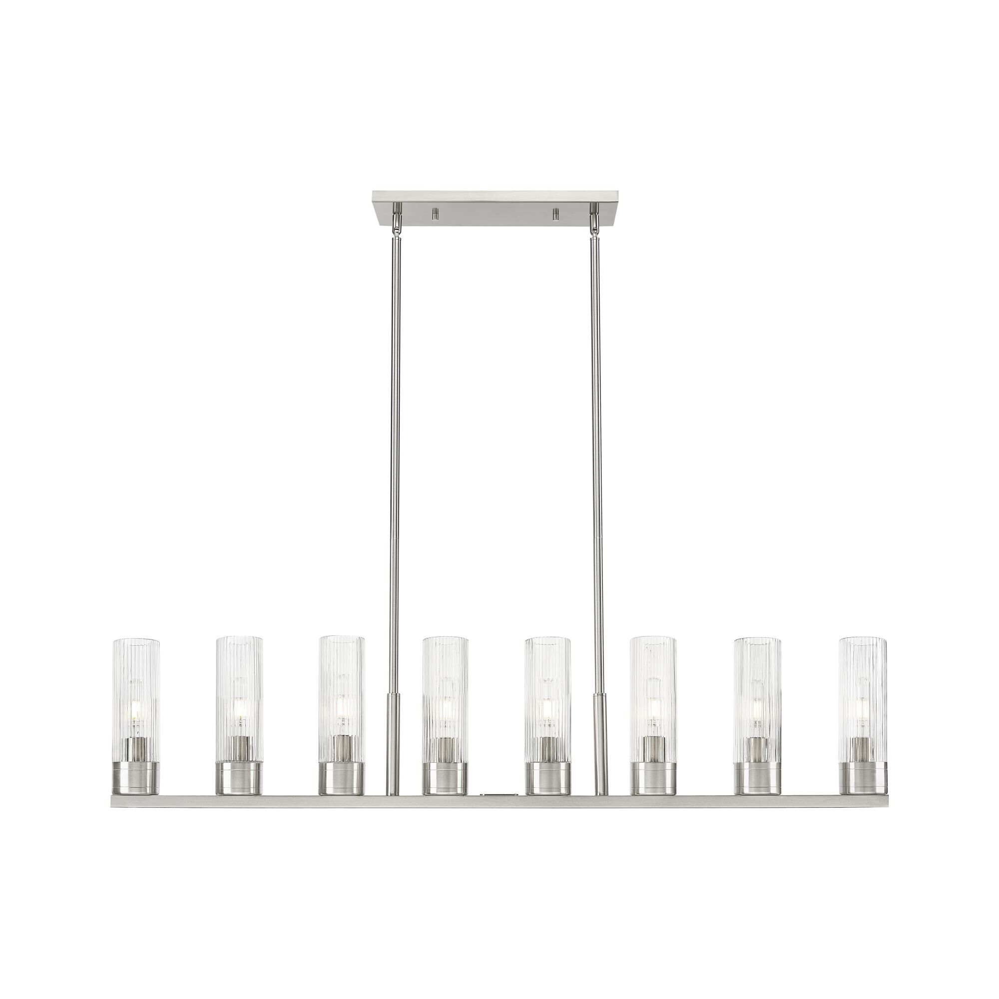 Shown in Satin Nickel finish and Striped Clear glass