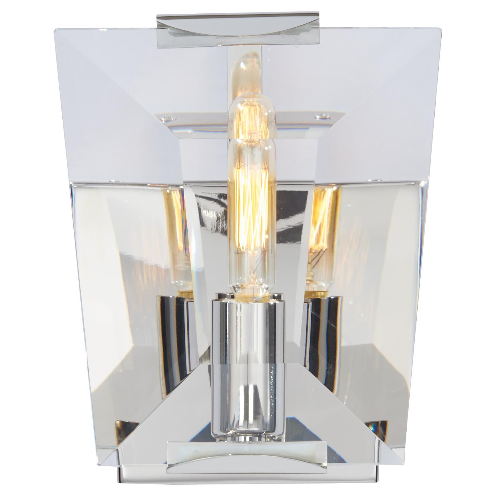 Shown in Polished Nickel finish and Clear Crystal Panel glass and Crystal shade