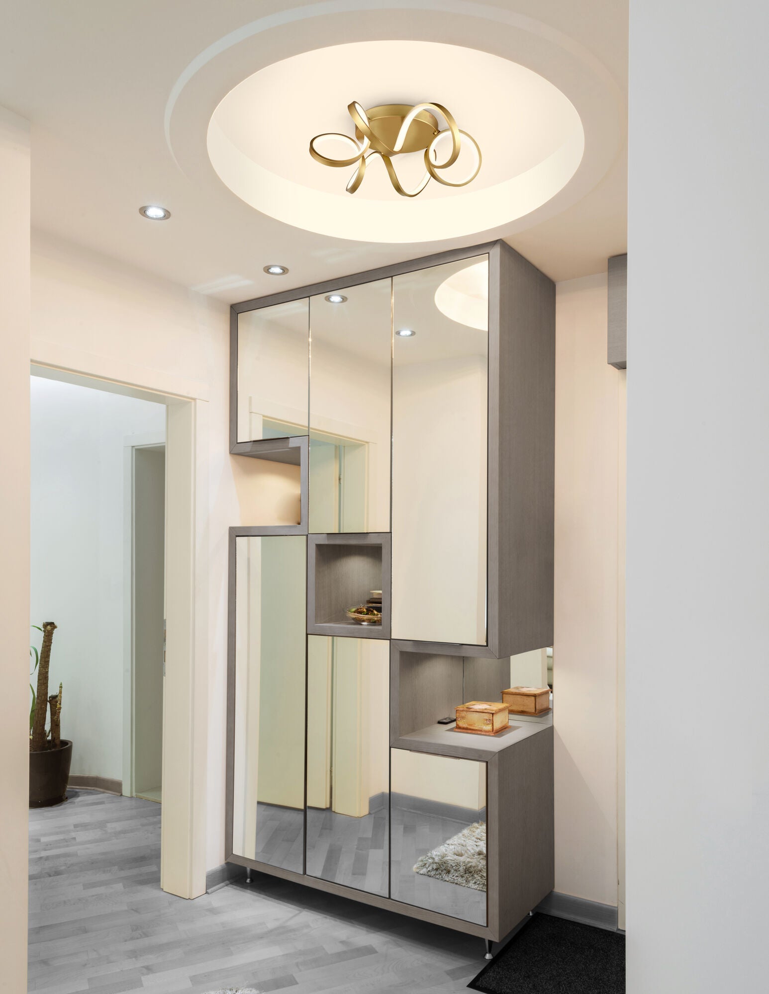 Shown in Antique Brass finish and Frosted Acrylic Diffuser glass