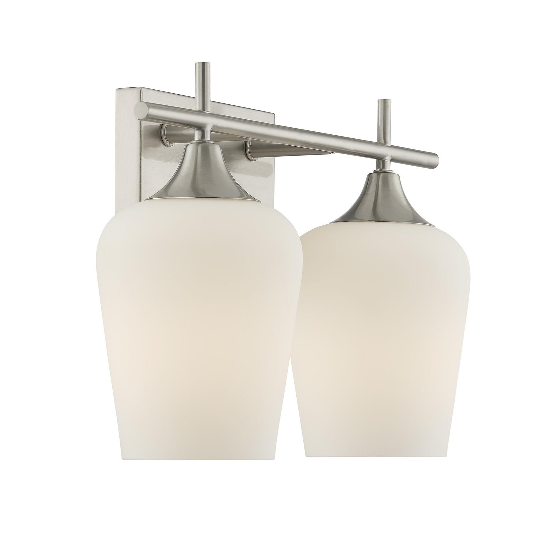 Shown in Satin Nickel finish and White Opal glass