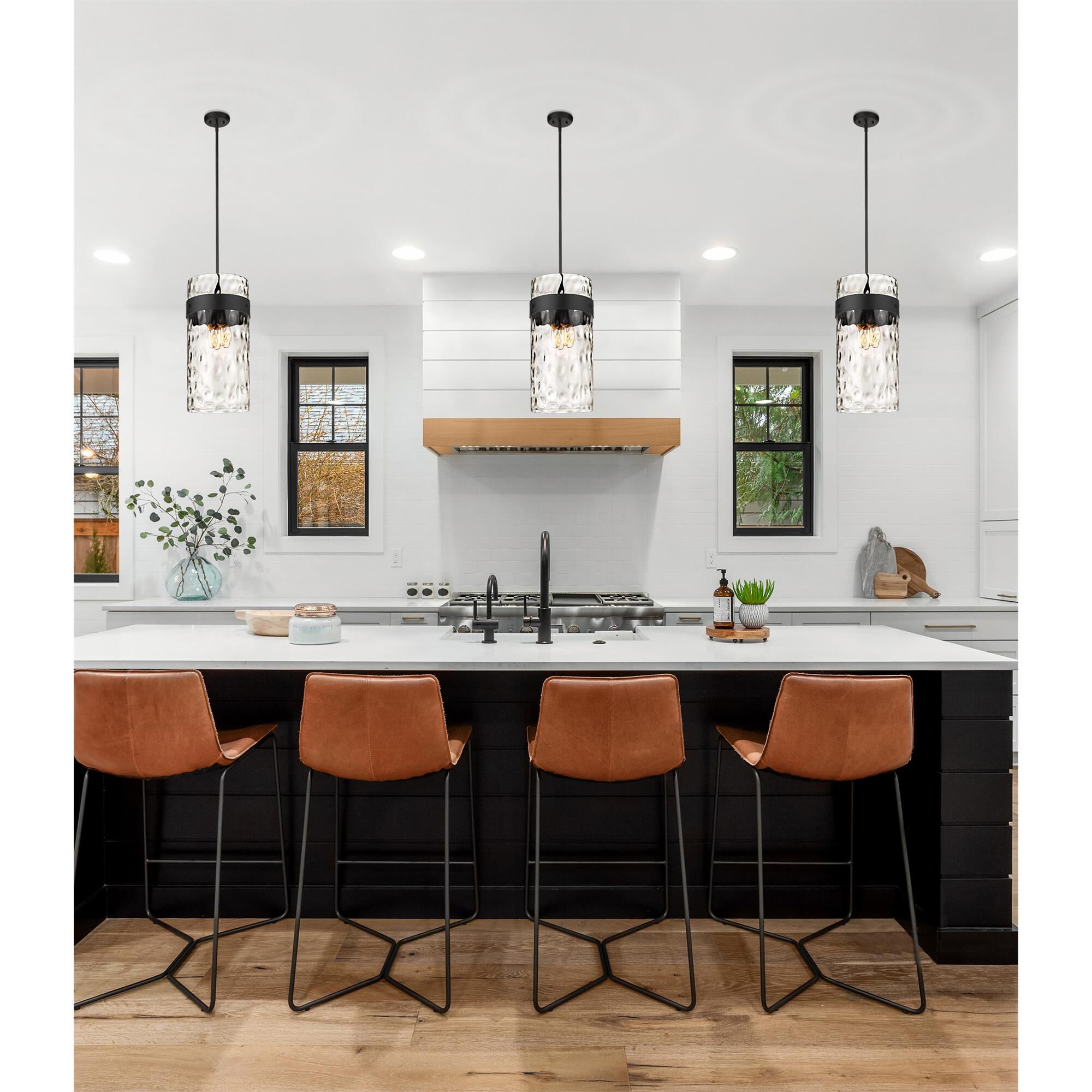 Shown in Matte Black finish and Clear glass and No Shade shade