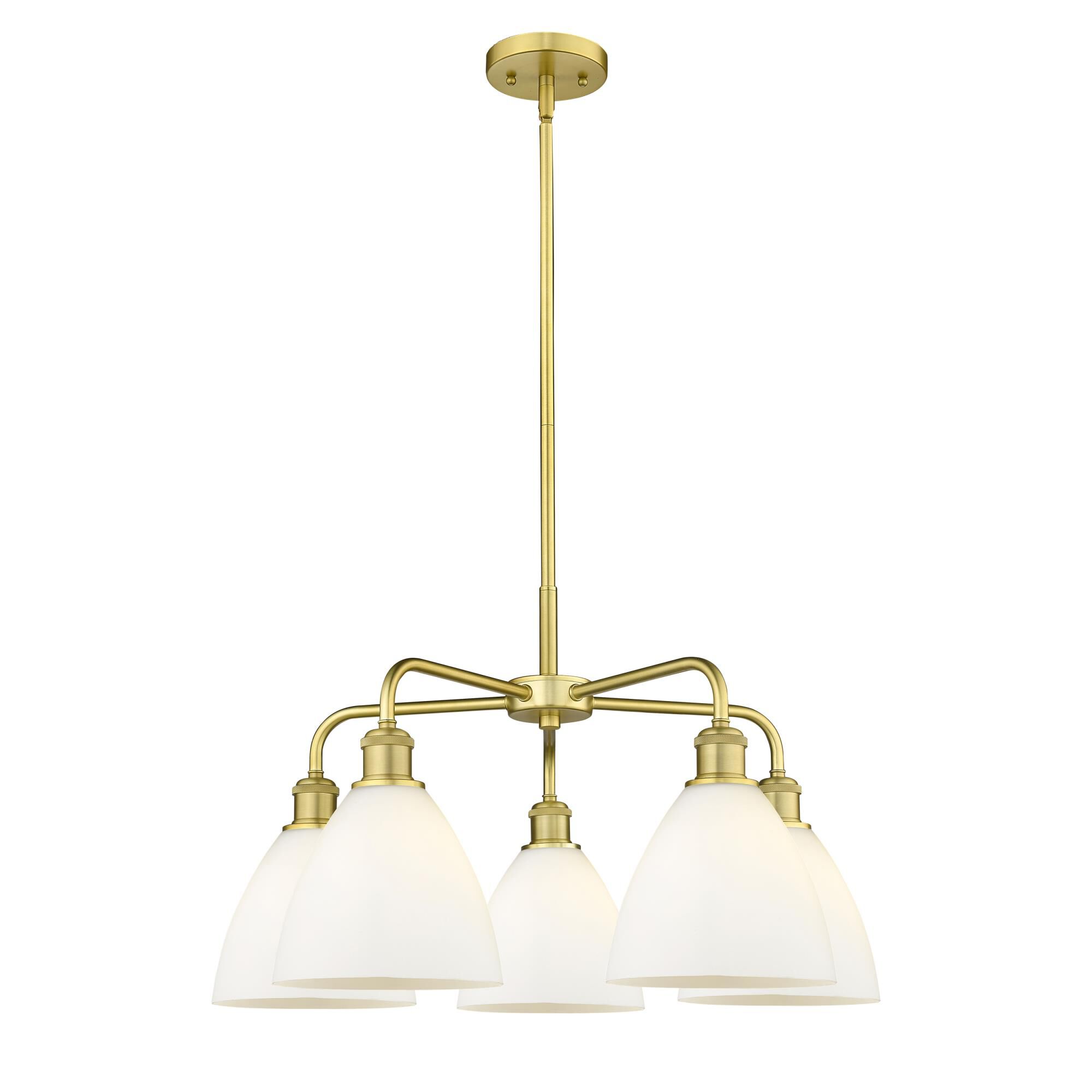 Shown in Satin Gold finish and Matte White glass