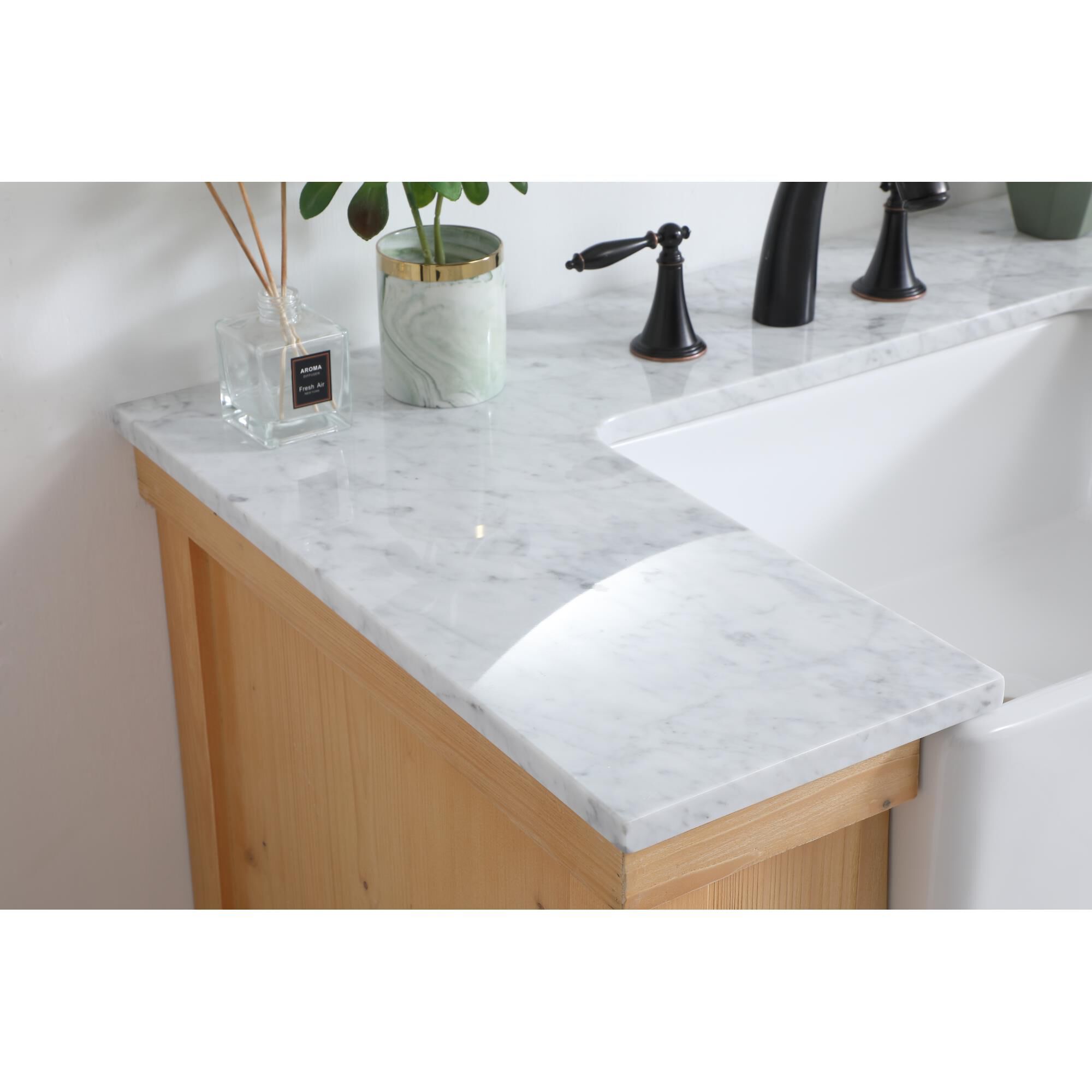 Shown in Natural Wood finish and Without Backsplash accent