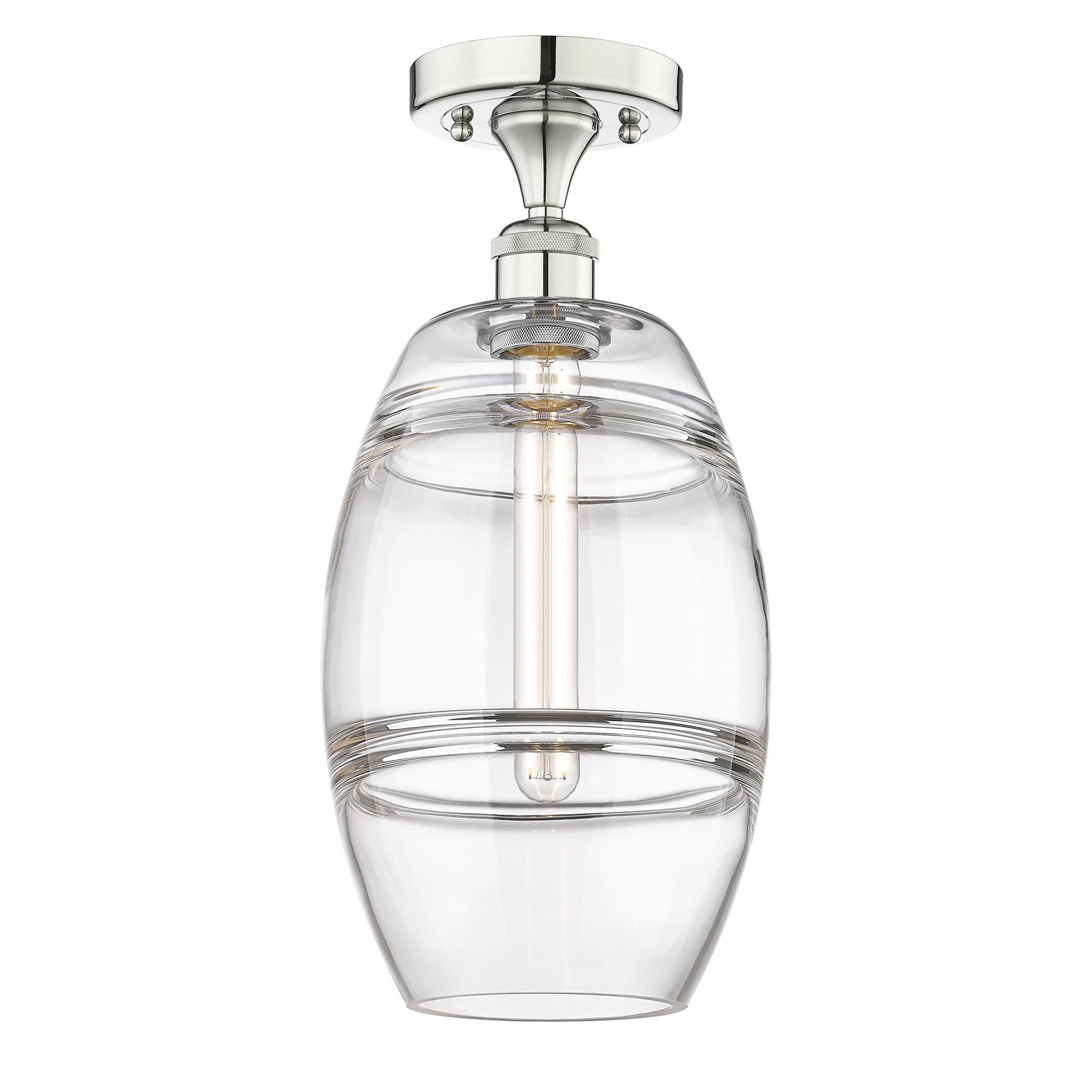 Shown in Polished Nickel finish and Clear glass