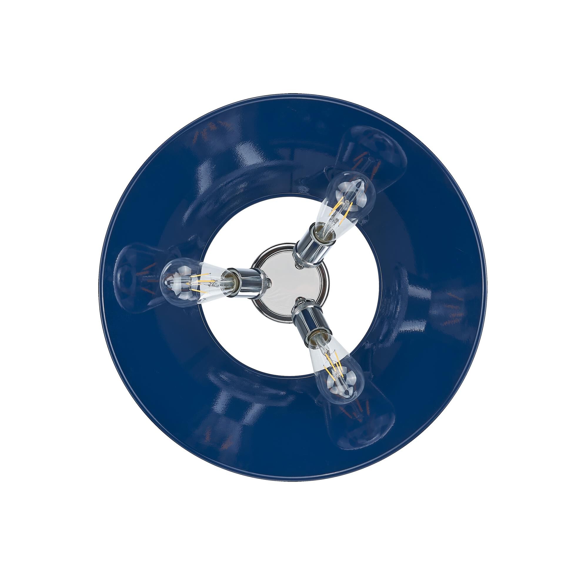 Shown in Chrome finish and Without Glass glass and Matte Navy shade