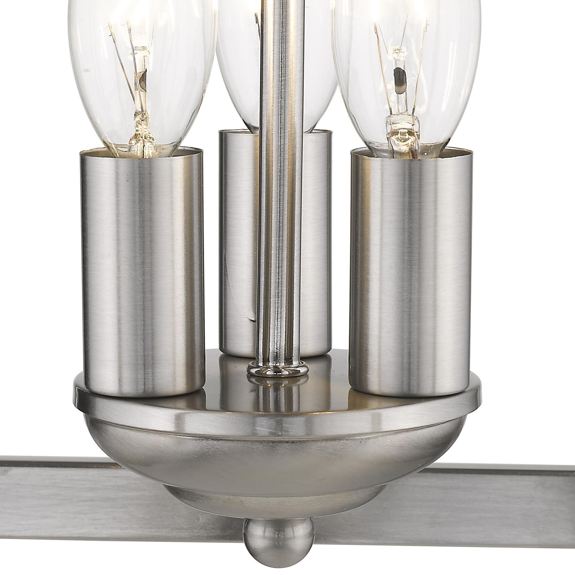 Shown in Satin Nickel finish and -- glass and -- shade