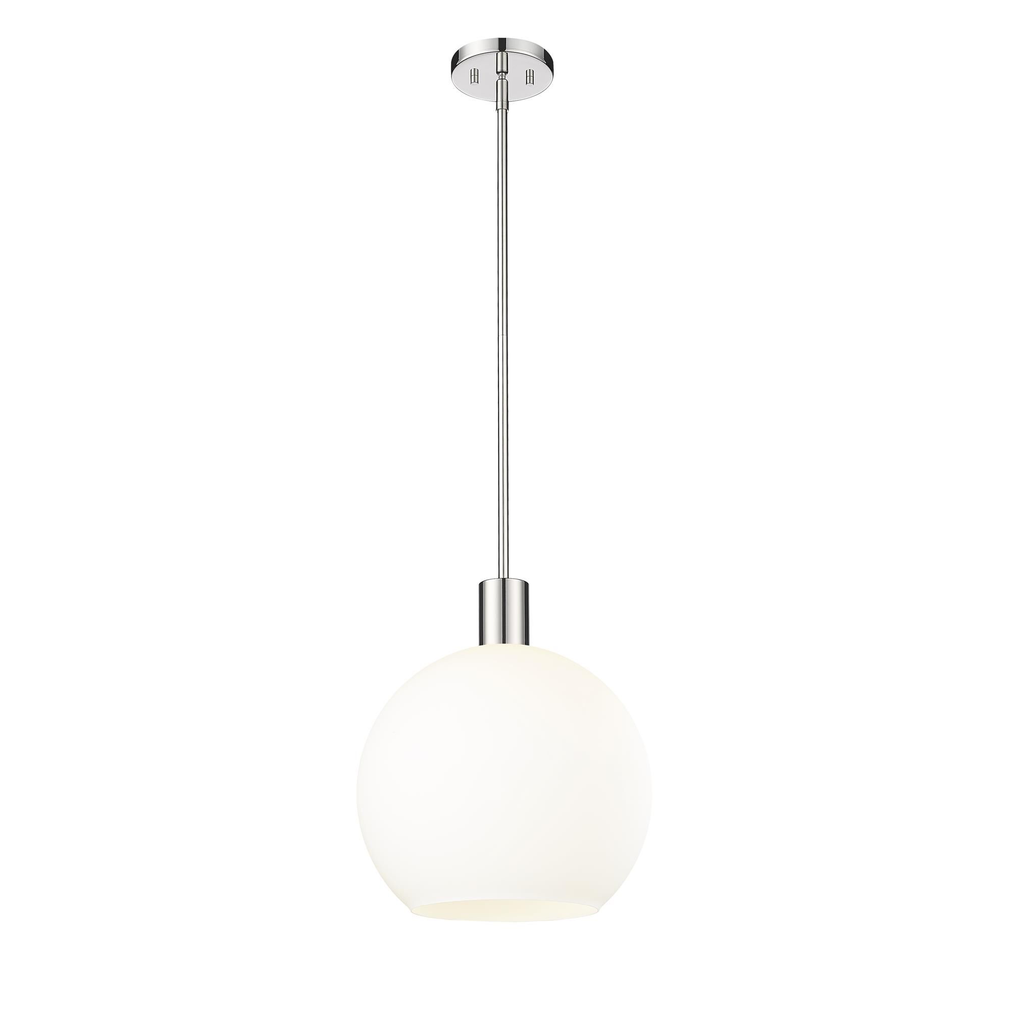 Shown in Polished Nickel finish and White glass